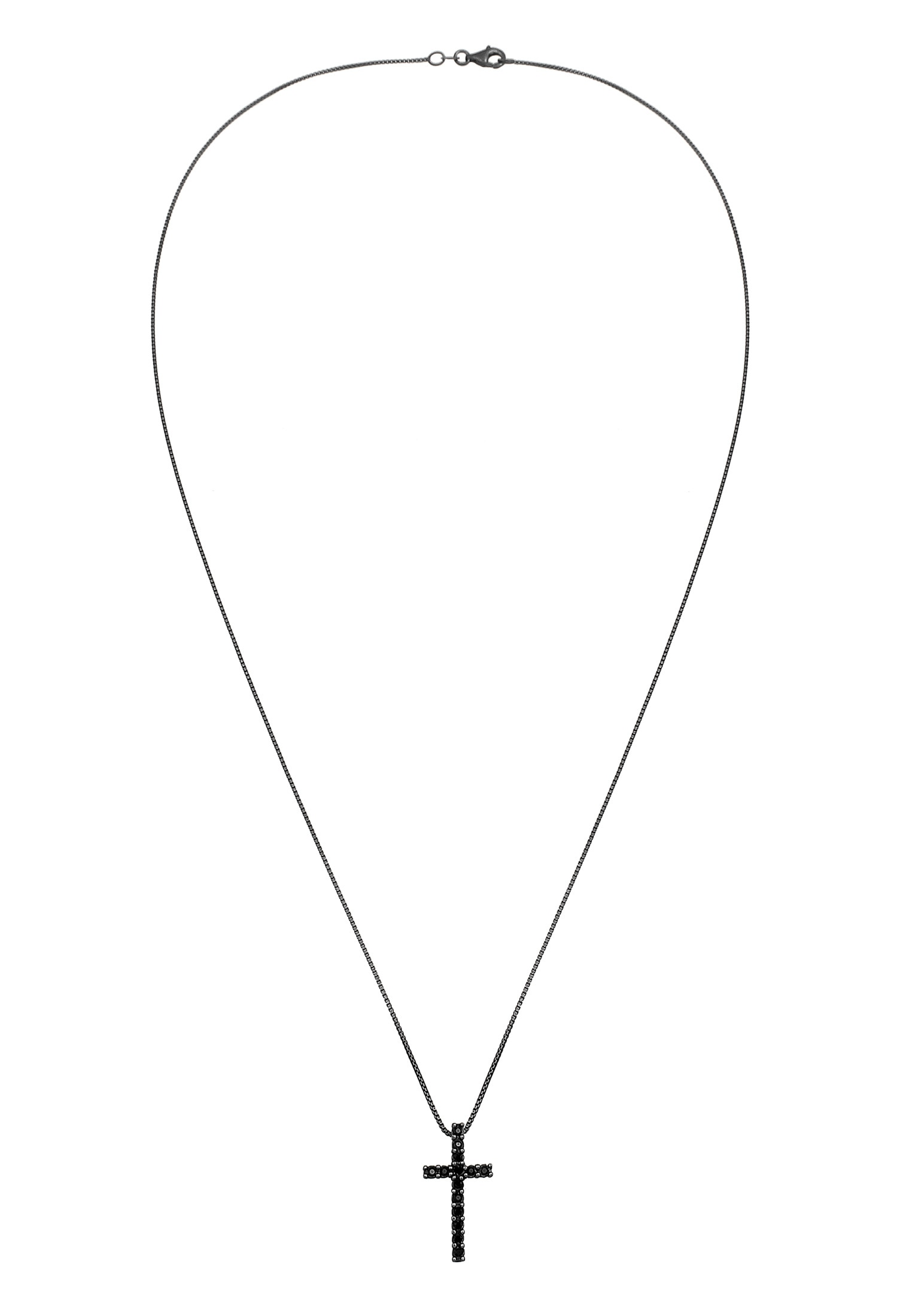 Kuzzoi Lange Kette »Halskette Kreuz Kristalle Religion 925 Silber«