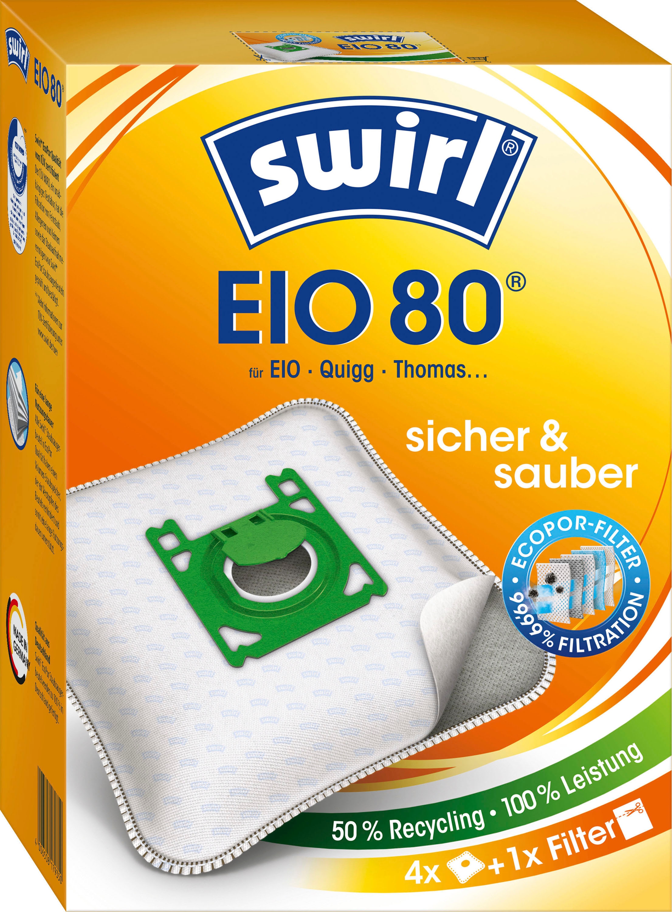 Swirl Staubsaugerbeutel »EIO bei EIO, 4er- Quigg«, Koenic und jetzt für OTTO Pack 80 (Packung), online