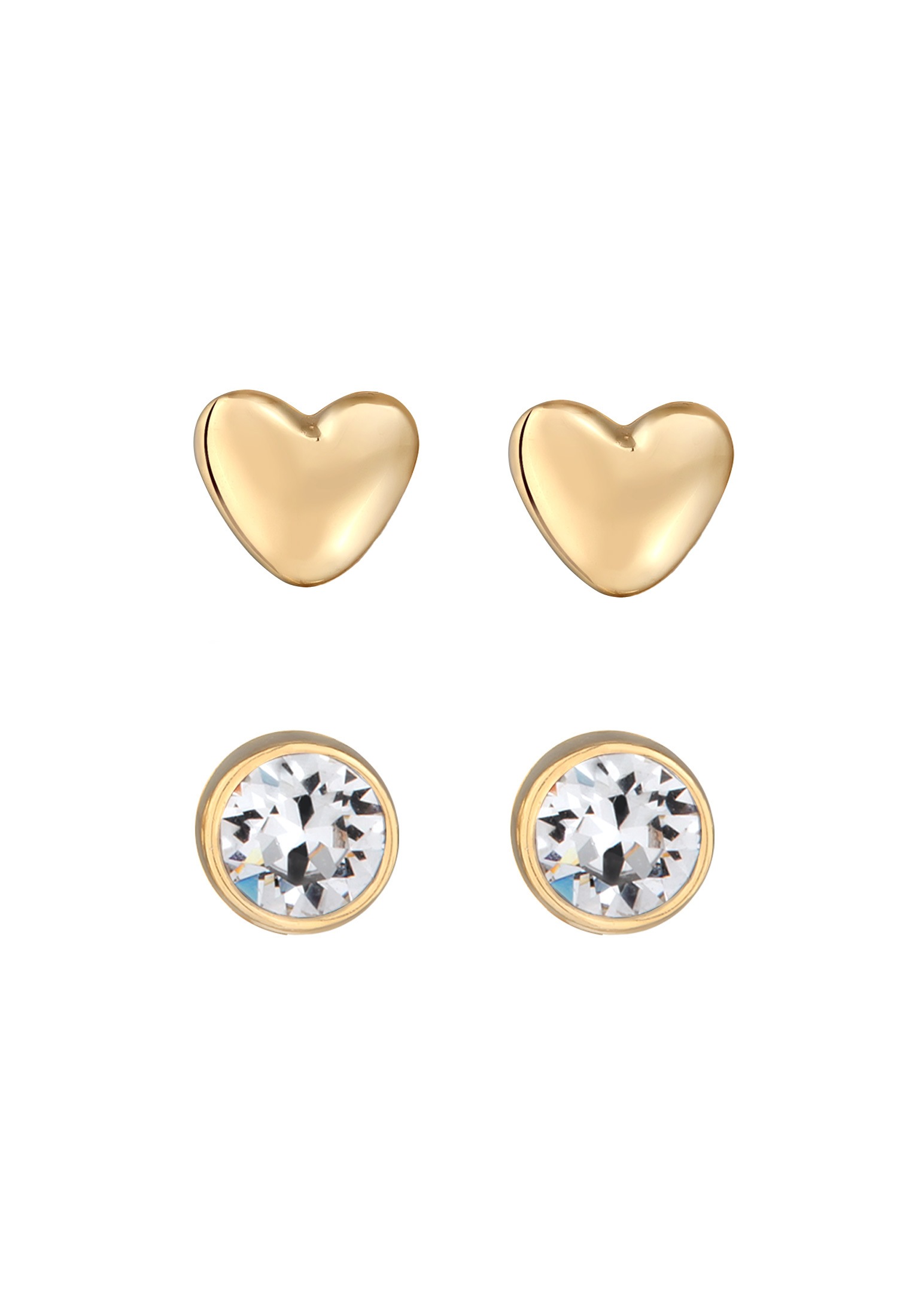 Elli Ohrstecker-Set »Ohrringe 2er Set Herz 925 Silber, mit Kristallen von Swarovski®«