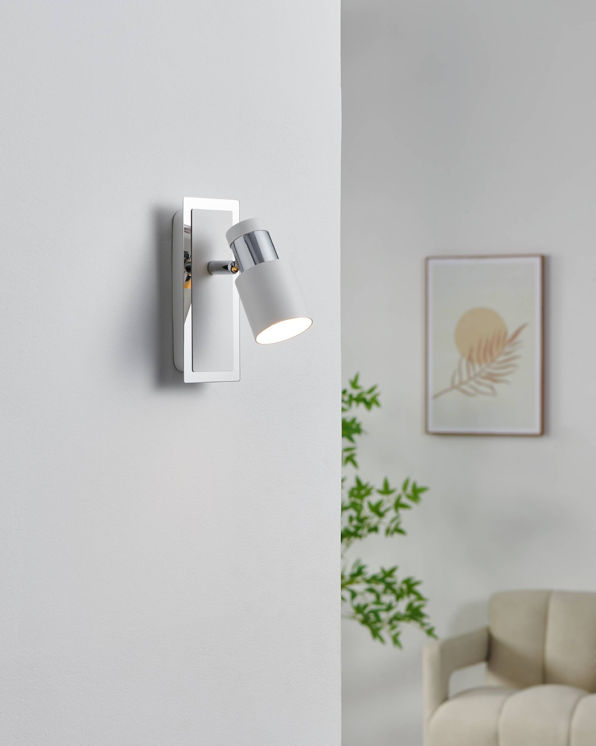 EGLO Deckenleuchte »Davida Deckenlampe, Deckenspot aus Metall, Wohnzimmerlampe, GU10« GU10 1 Stk. Spot - L16,5 x B7 cm - chrom, weiß - 1X4,6W inkl.