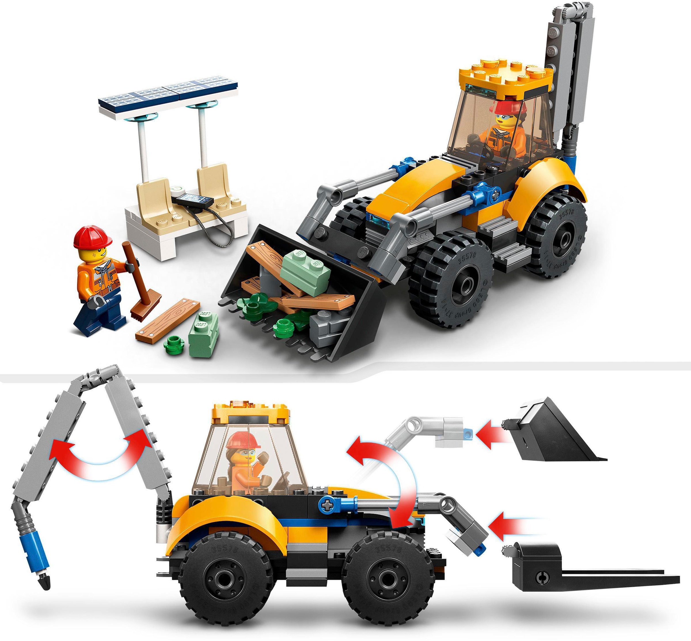 LEGO® Konstruktionsspielsteine »Radlader (60385), LEGO® City«, (148 St.), Made in Europe