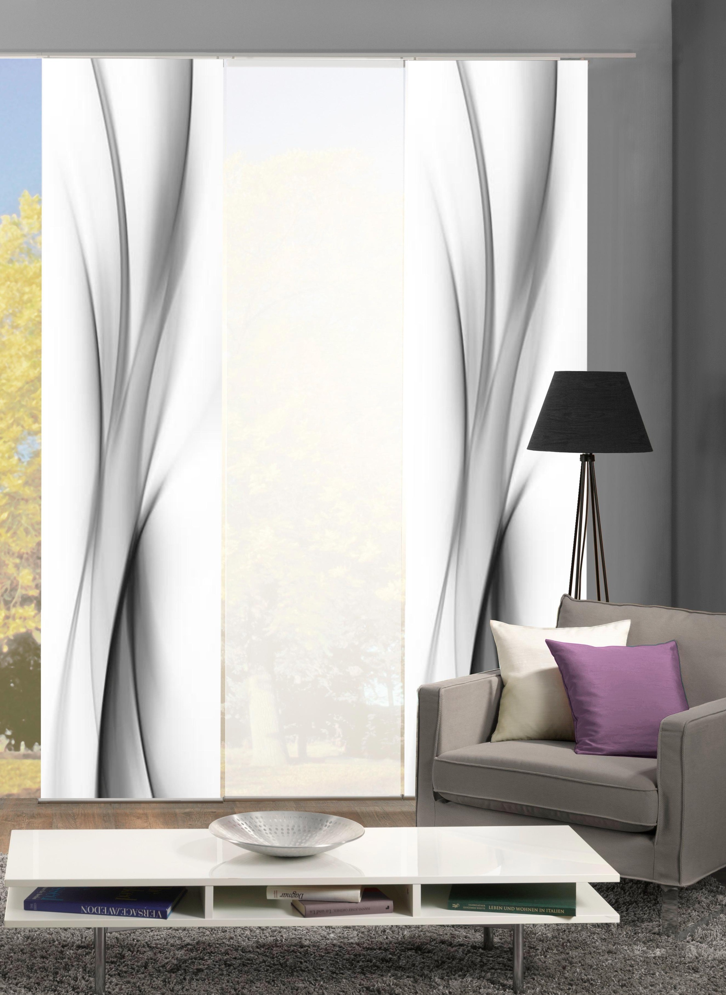 HOME WOHNIDEEN Schiebegardine »UFA« Klettband 3 Stk. tlg. HxB: 245x60, inkl. Befestigungszubehör