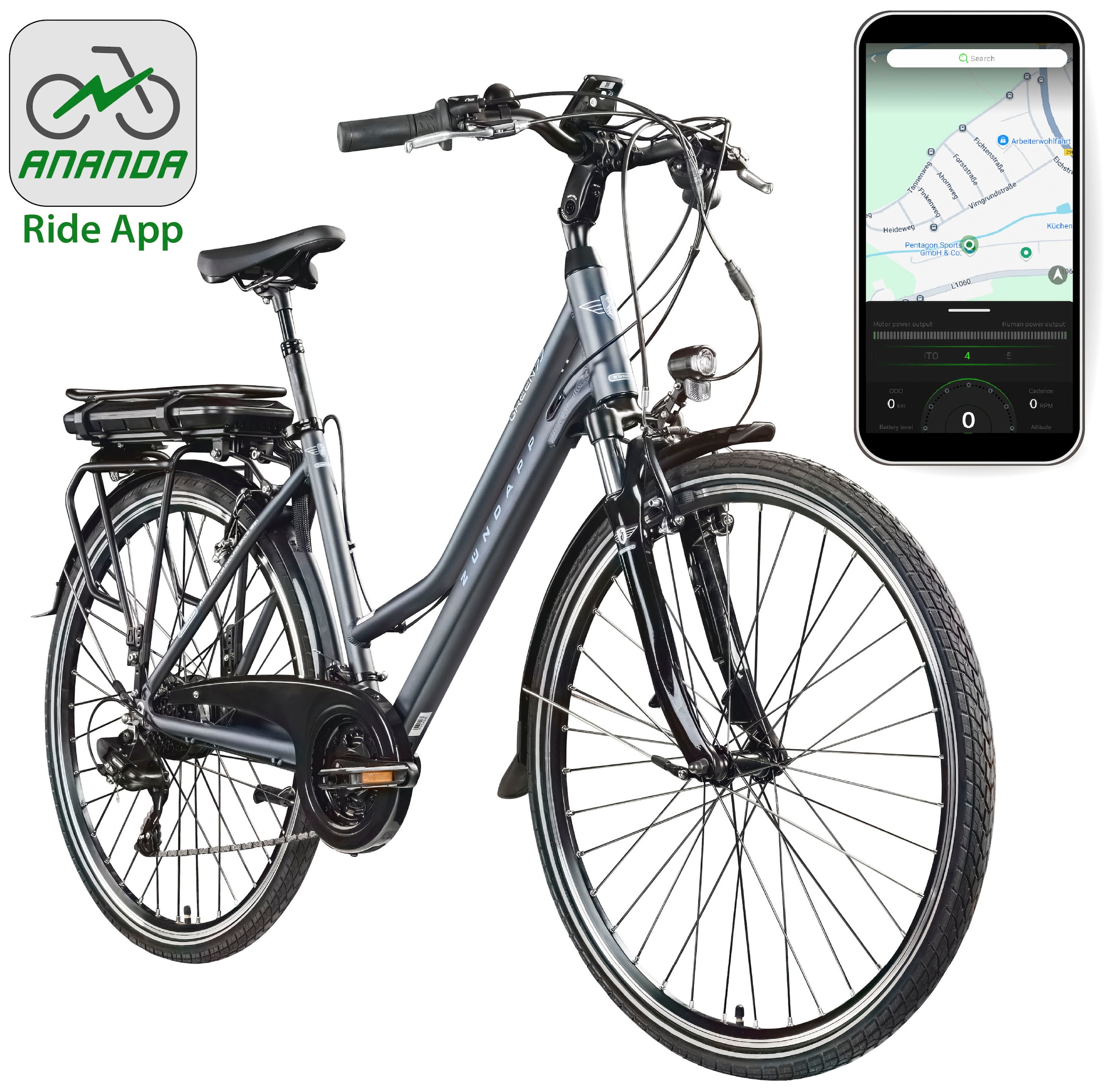 Zündapp E-Bike »Green 7.7 Damen«, 21 Gang, Shimano, Tourney, Heckmotor 250 W, Pedelec, Elektrofahrrad für Damen
