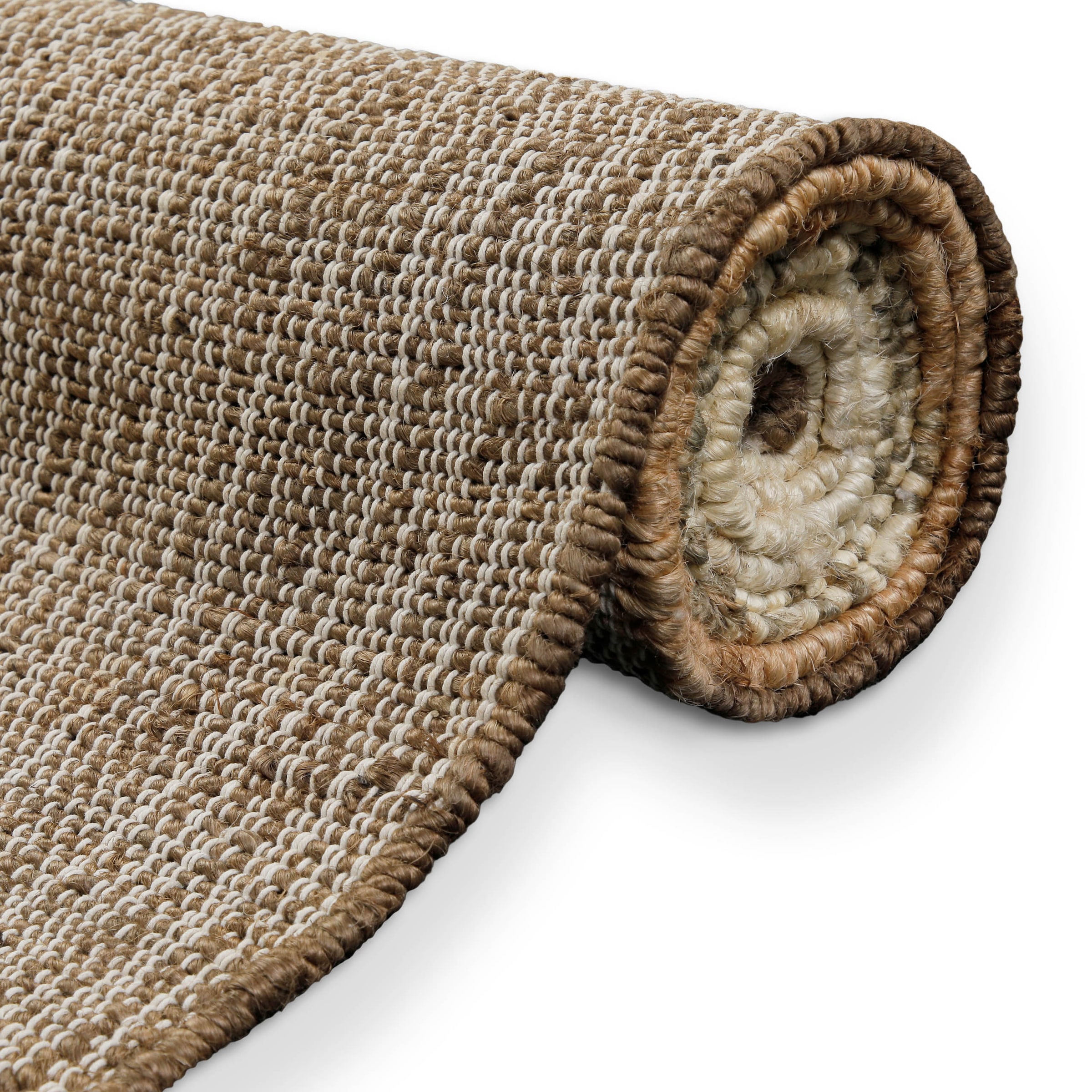 my home Teppich »Dallin«, rechteckig, 4 mm Höhe, 80% Jute, handgewebt, mit Fransen, Wohnzimmer, Naturfaser
