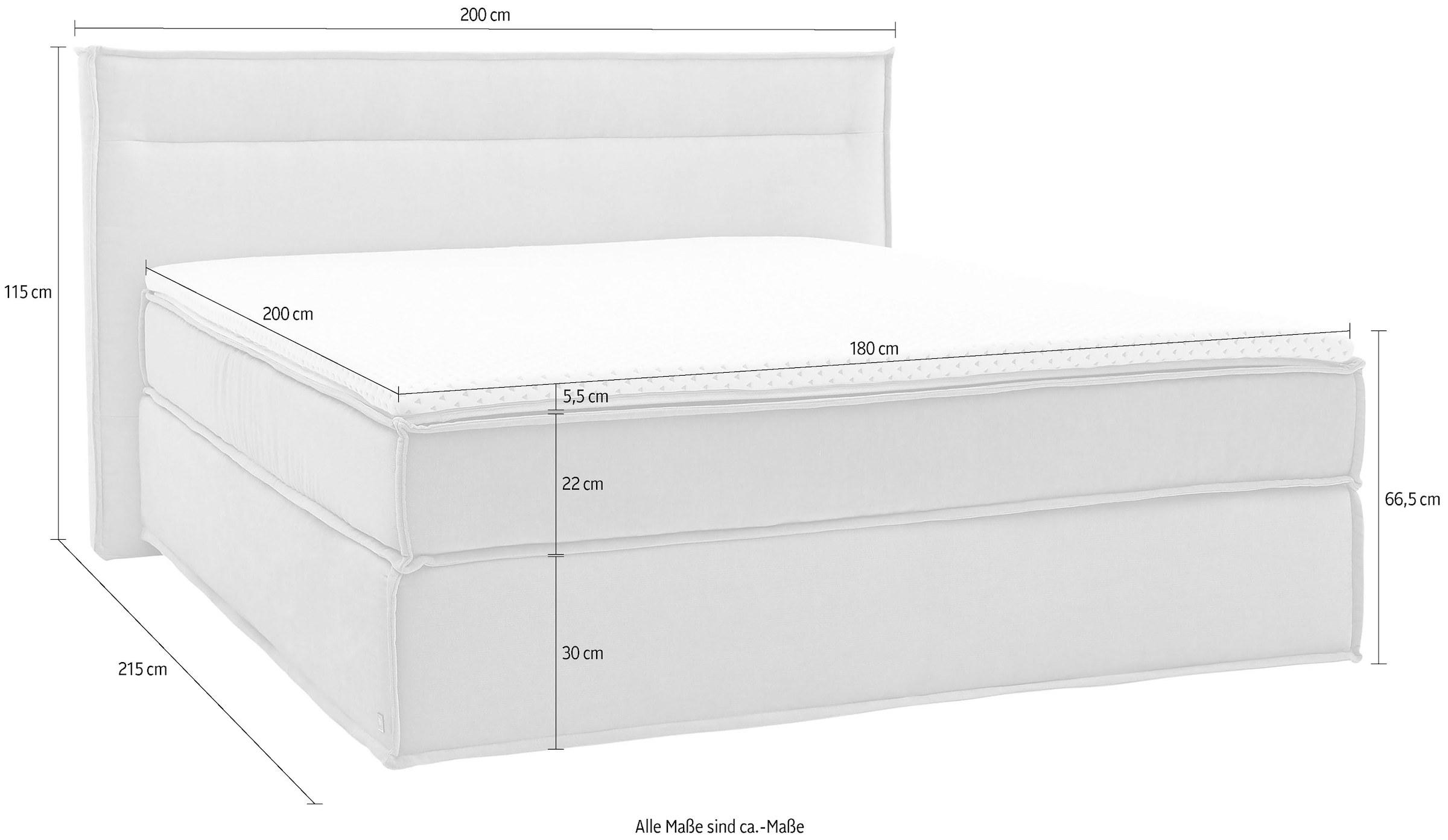 Musterring Boxspringbett »JustB! SC100«, schwebende Optik, inklusive Topper, verschiedene Farben, 180 x 200 cm