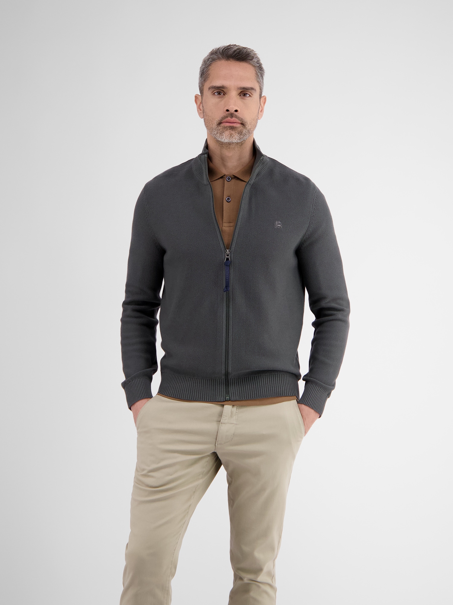 LERROS Strickjacke »LERROS Leichte Strickjacke für Herren mit schmaler Rippstruktur«