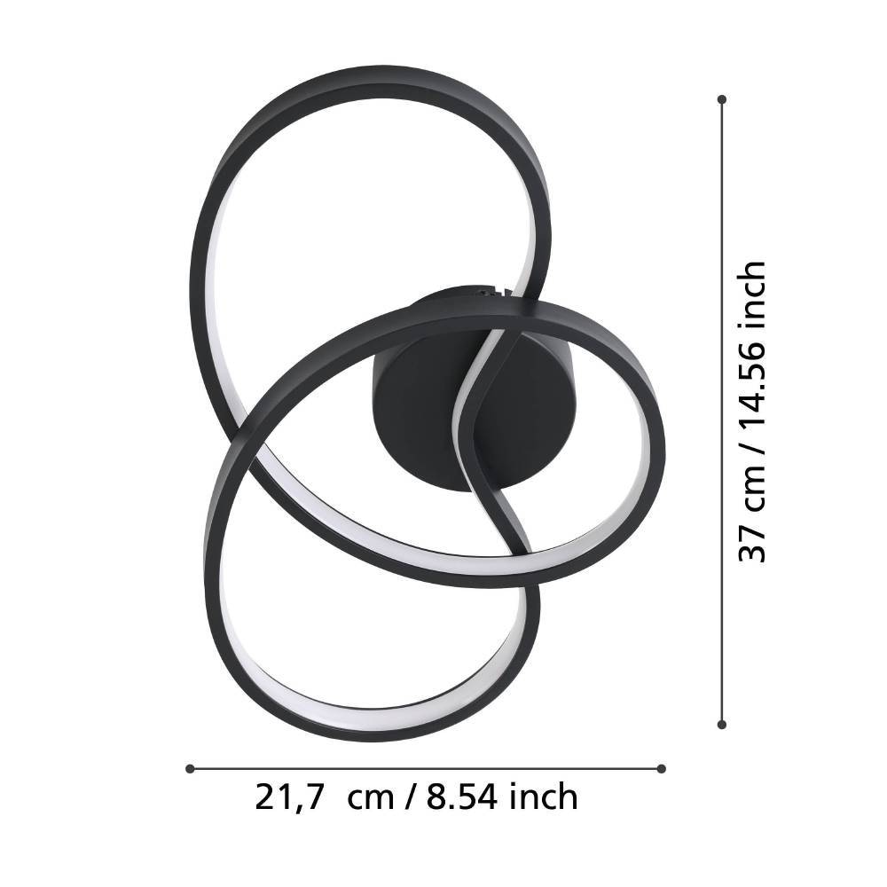 EGLO Wandleuchte »GIANELLA Wandlampe, Alu, Stahl und Kunststoff, Wohnzimmerlampe, Lampe«, 1 flammig, Leuchtmittel LED-Modul | LED fest integriert, Wand-/Deckenleuchte, L37 x H21,5 x AL8 cm, schwarz, 14,5W inkl.