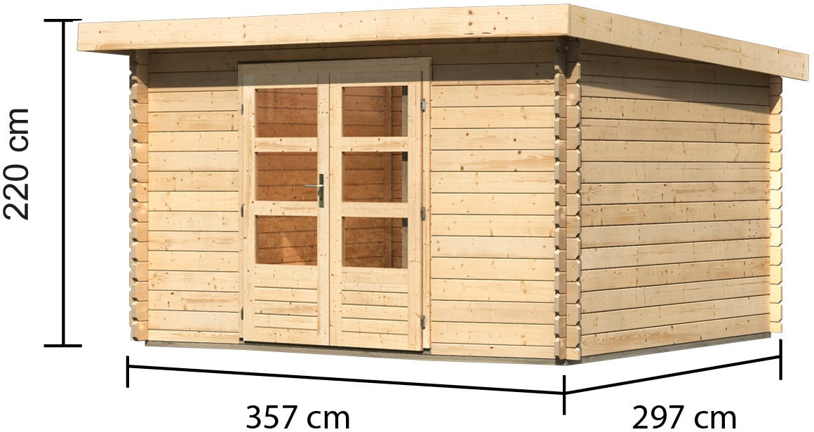 Karibu Gartenhaus »Schloßsee 7« 28 mm Wandstärke, terragrau oder natur