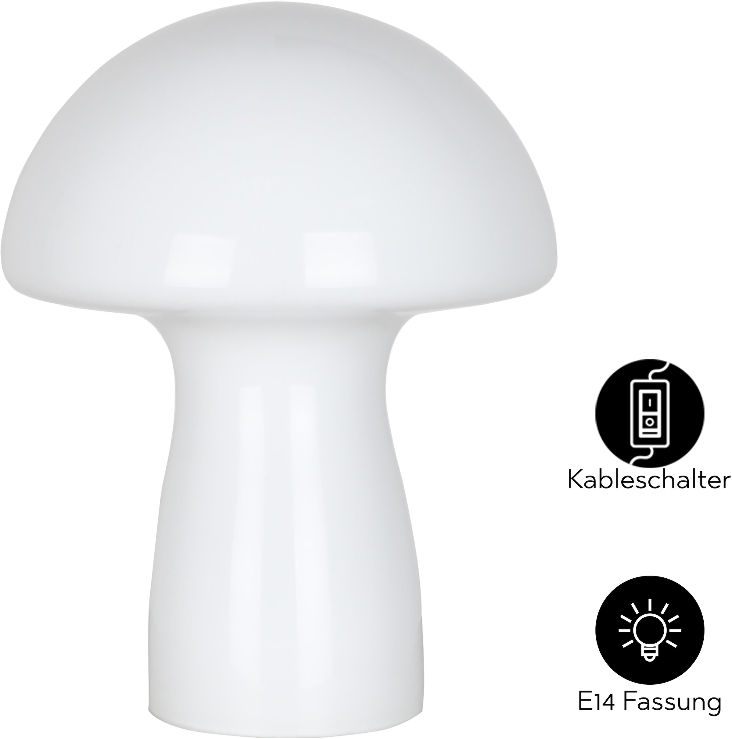 OTTO home Tischleuchte »Grunni« E14 1 Stk. Pilz-Tischleuchte: Opalglas, E14, stilvoll für Nachttisch & mehr