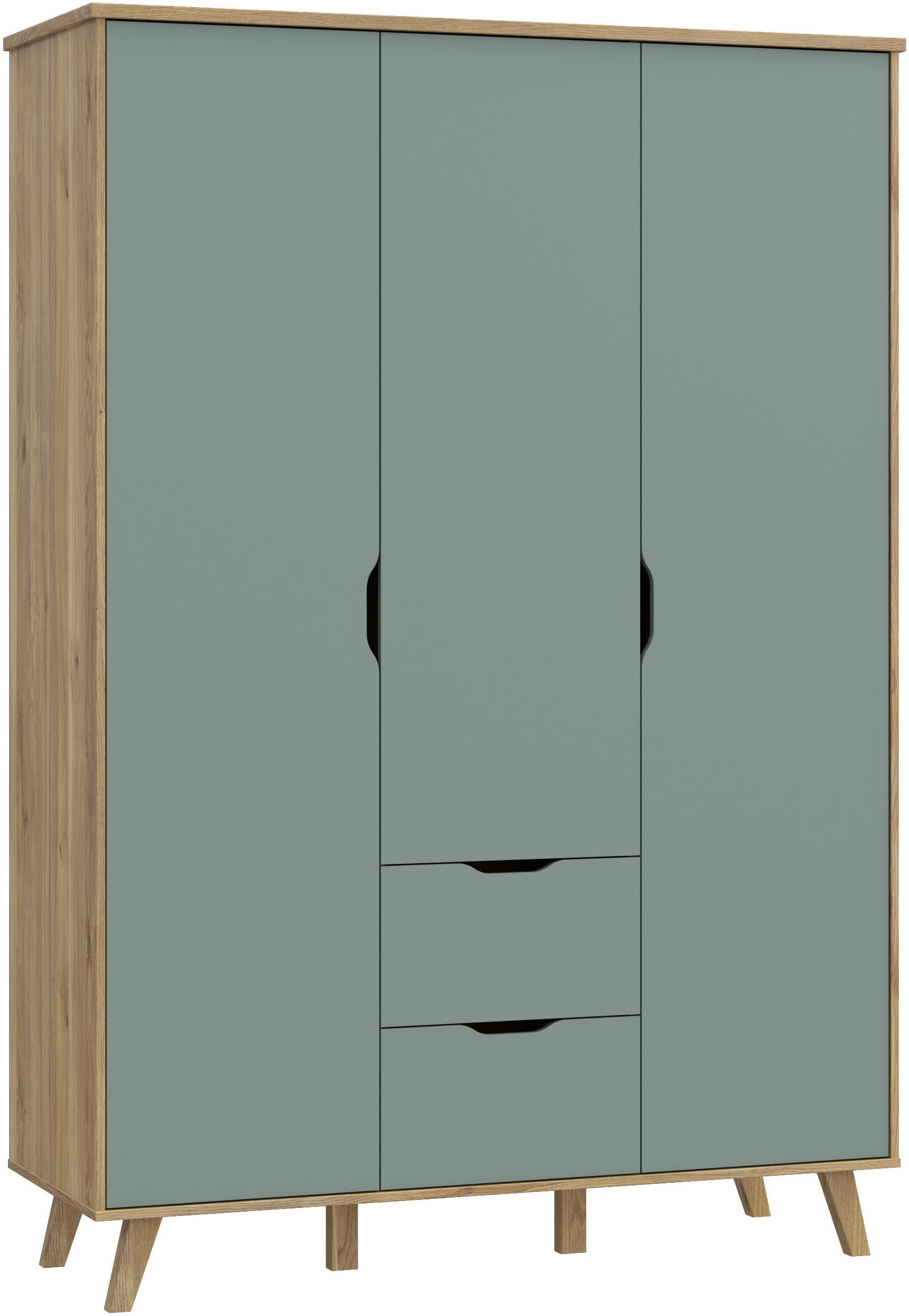 FORTE Drehtürenschrank »Vankka, OTTOs Choice, Kleiderschrank, viel Stauraum,«, (B/H/T ca.140x200x52cm), Made in Europe,mit Einlegeböden+Kleiderstange+Schubladen,grifflos