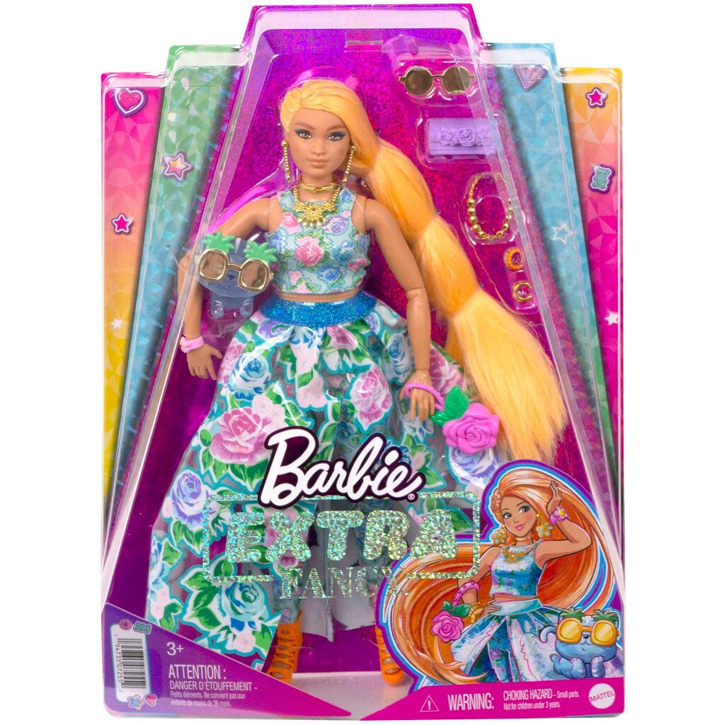 Barbie Anziehpuppe »Extra Fancy im blauen Kleid mit Blumenmuster«