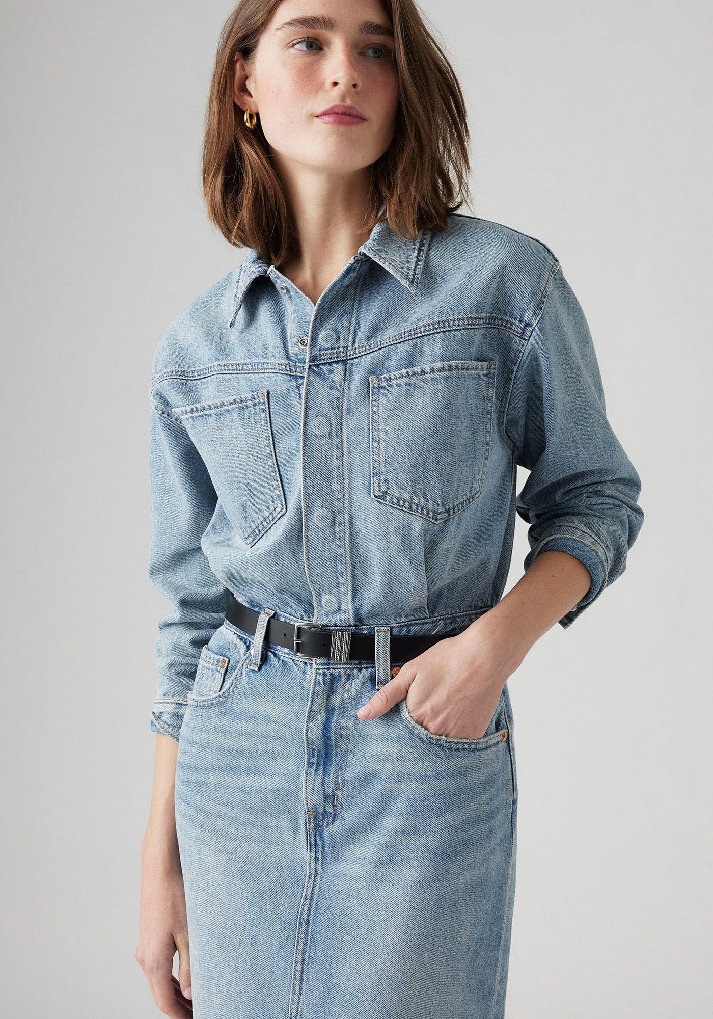 Levi's® Jeanskleid »WESTERN DENIM MID«, Denim-Midi-Hemdkleid