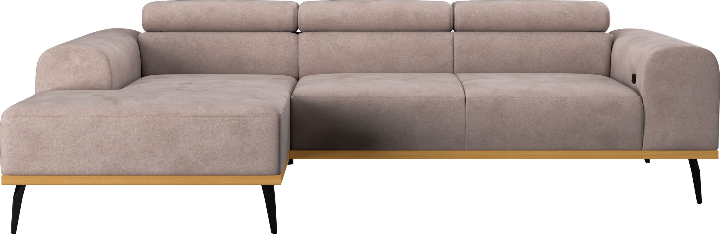Places of Style Ecksofa »Carlo L-Form«, mit Kopfteilverstellung & Holz-Rahmenoptik, optional Relaxfunktion