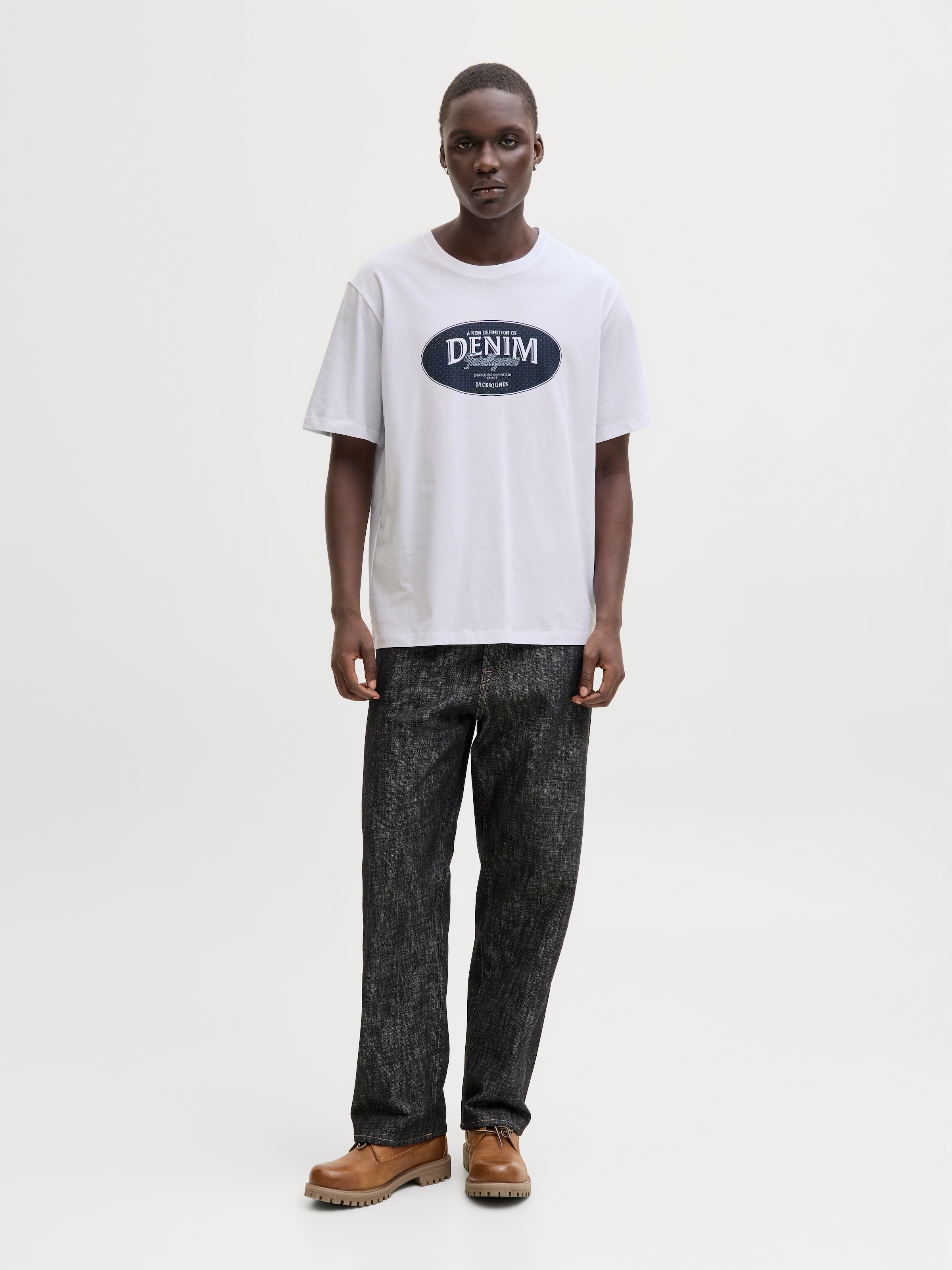 Jack & Jones Rundhalsshirt »JJEDOVER DENIM TEE SS O-NECK SN« mit Logobranding