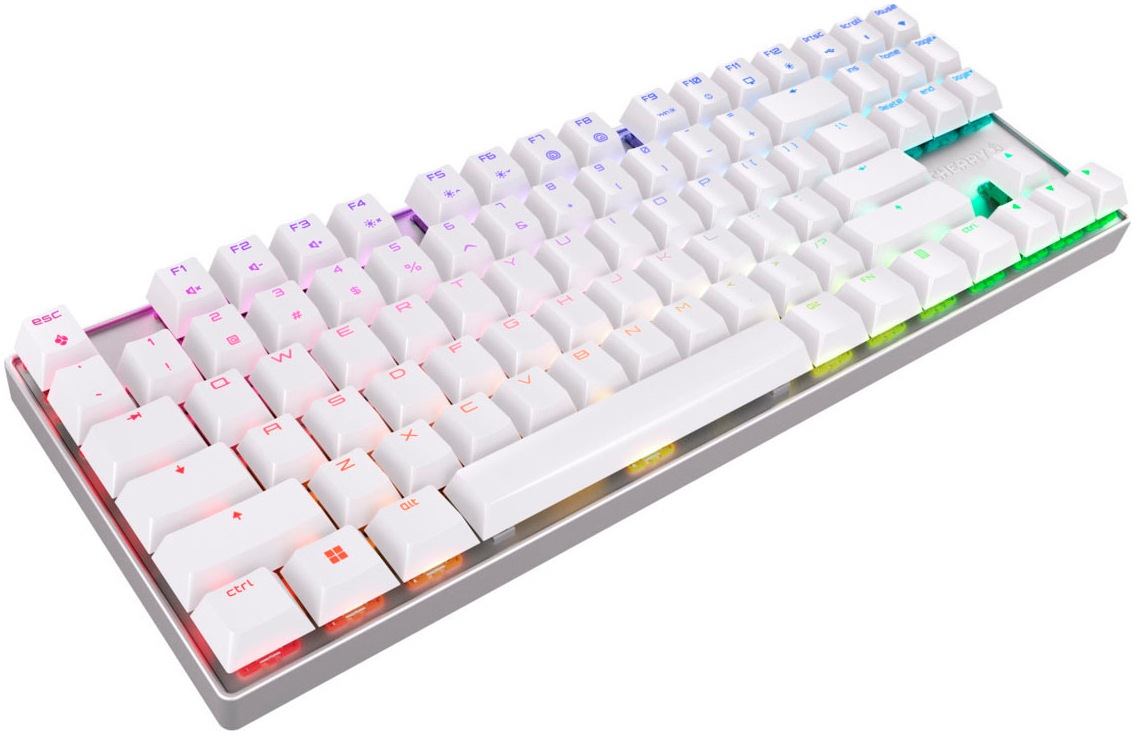 Cherry Tastatur »MX 8.2 TKL Wireless RGB«, (Fn-Tasten-Gaming-Modus-Funktionstasten-ausklappbare Füße-verstellbare Füße-Lautstärkeregler-USB-Anschluss)
