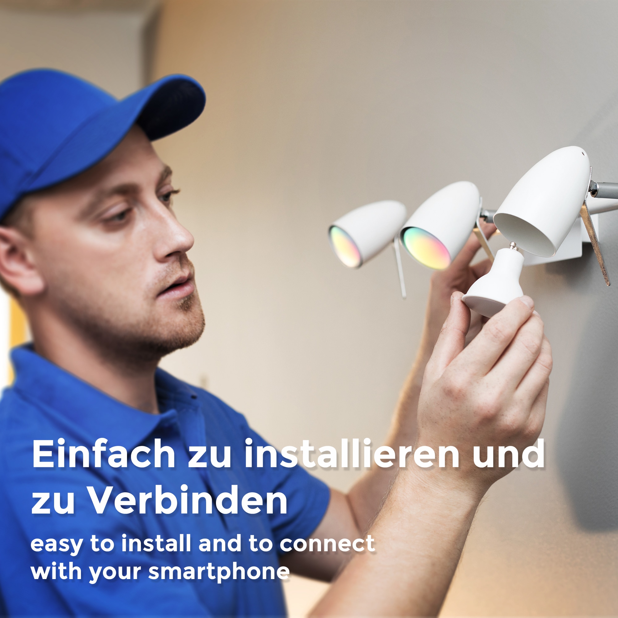 B.K.Licht LED-Leuchtmittel, GU10, 4 St., Farbwechsler, Smart Home LED-Lampe, RGB, WiFi, App-Steuerung, dimmba,r CCT Glühbirne