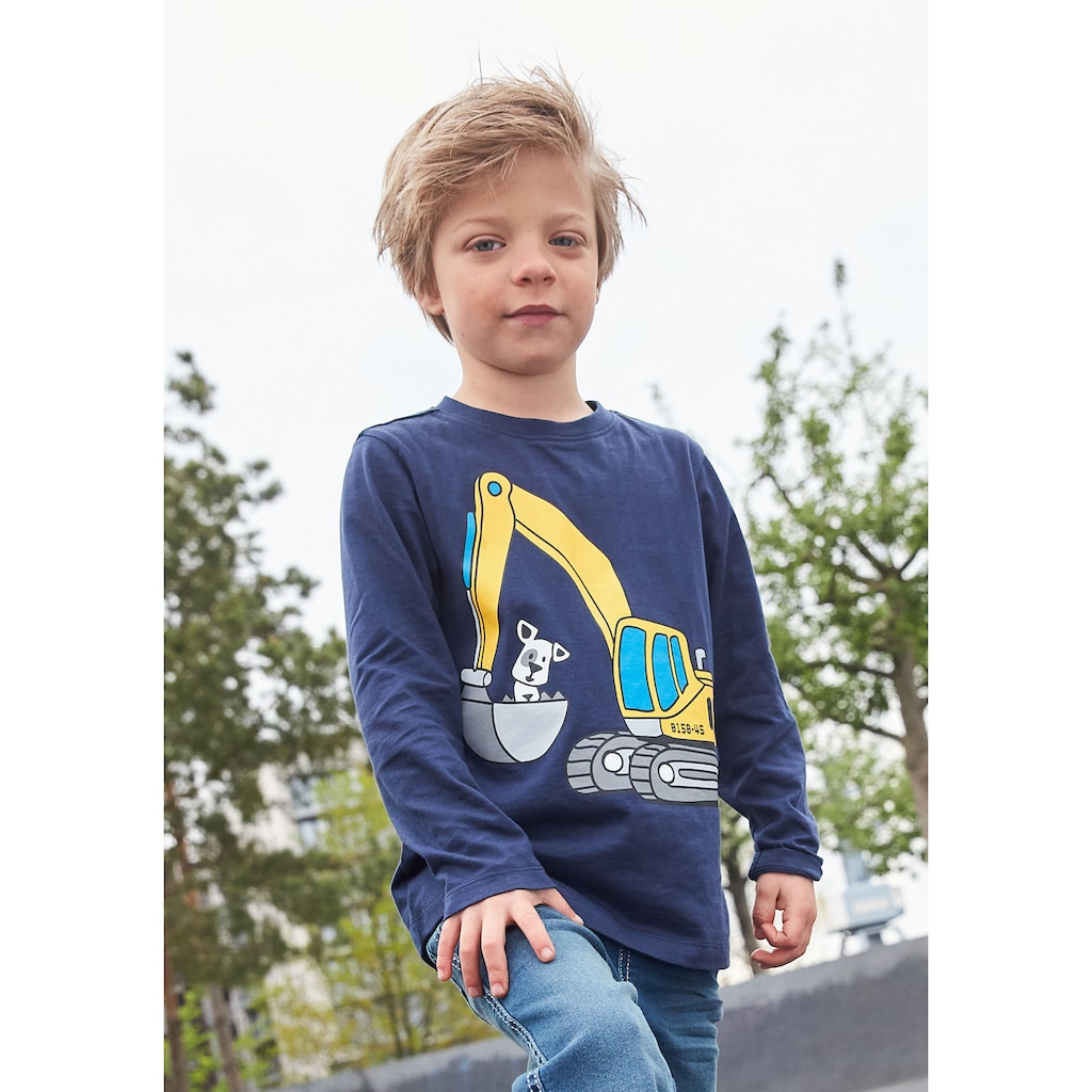 KIDSWORLD Langarmshirt »HUND MIT BAGGER«