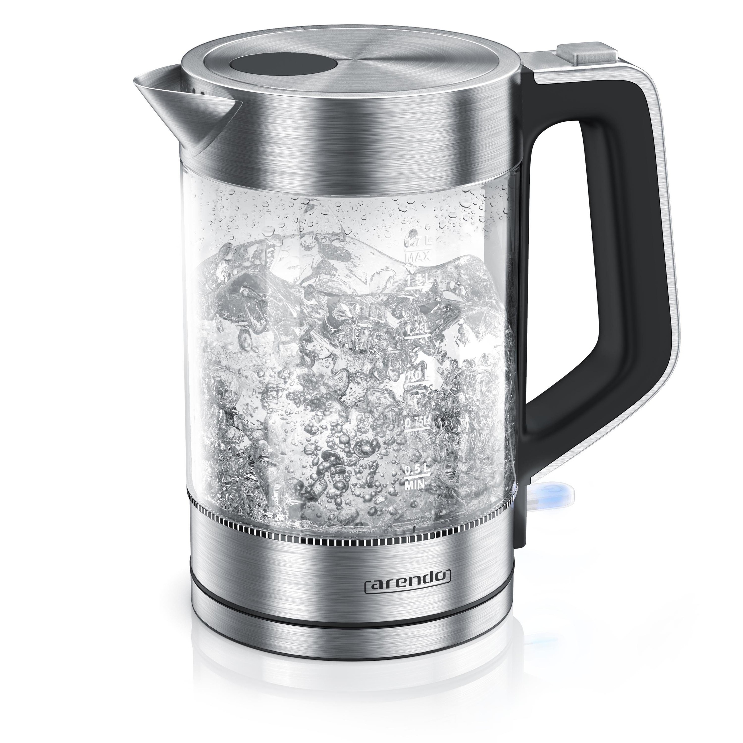 Edelstahl Glas Wasserkocher, 1,7 Liter, 2200W, Cool-Touch-Griff...