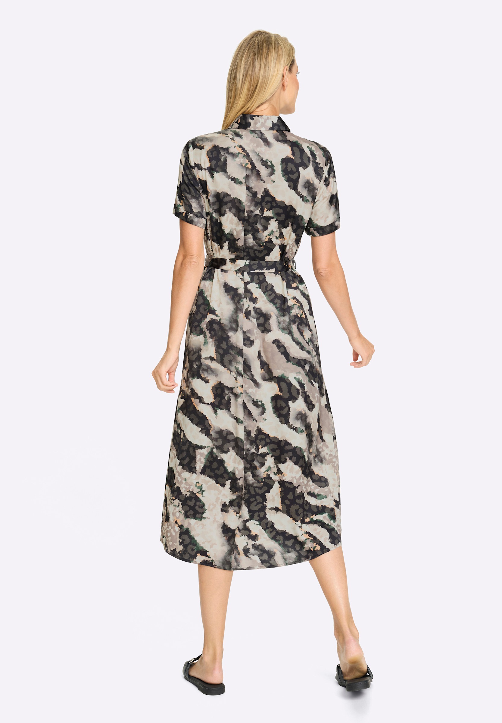 heine Hemdblusenkleid »Druck-Kleid Hemdblusenkleid mit Bindegürtel« Ohne Tasche