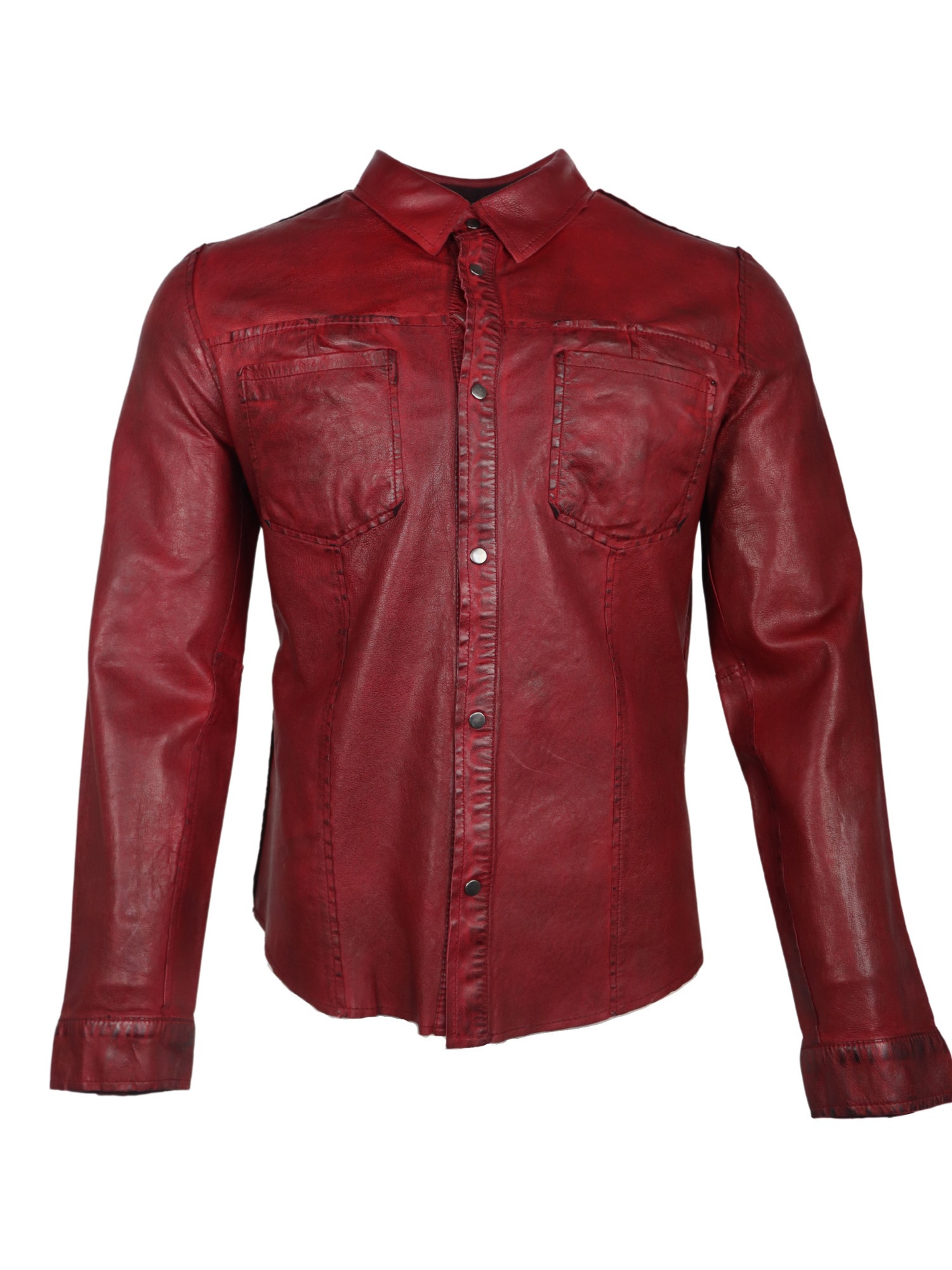 RICANO Langarmhemd »Lederjacke Reverse Shirt« Handgefertigt aus echtem Leder