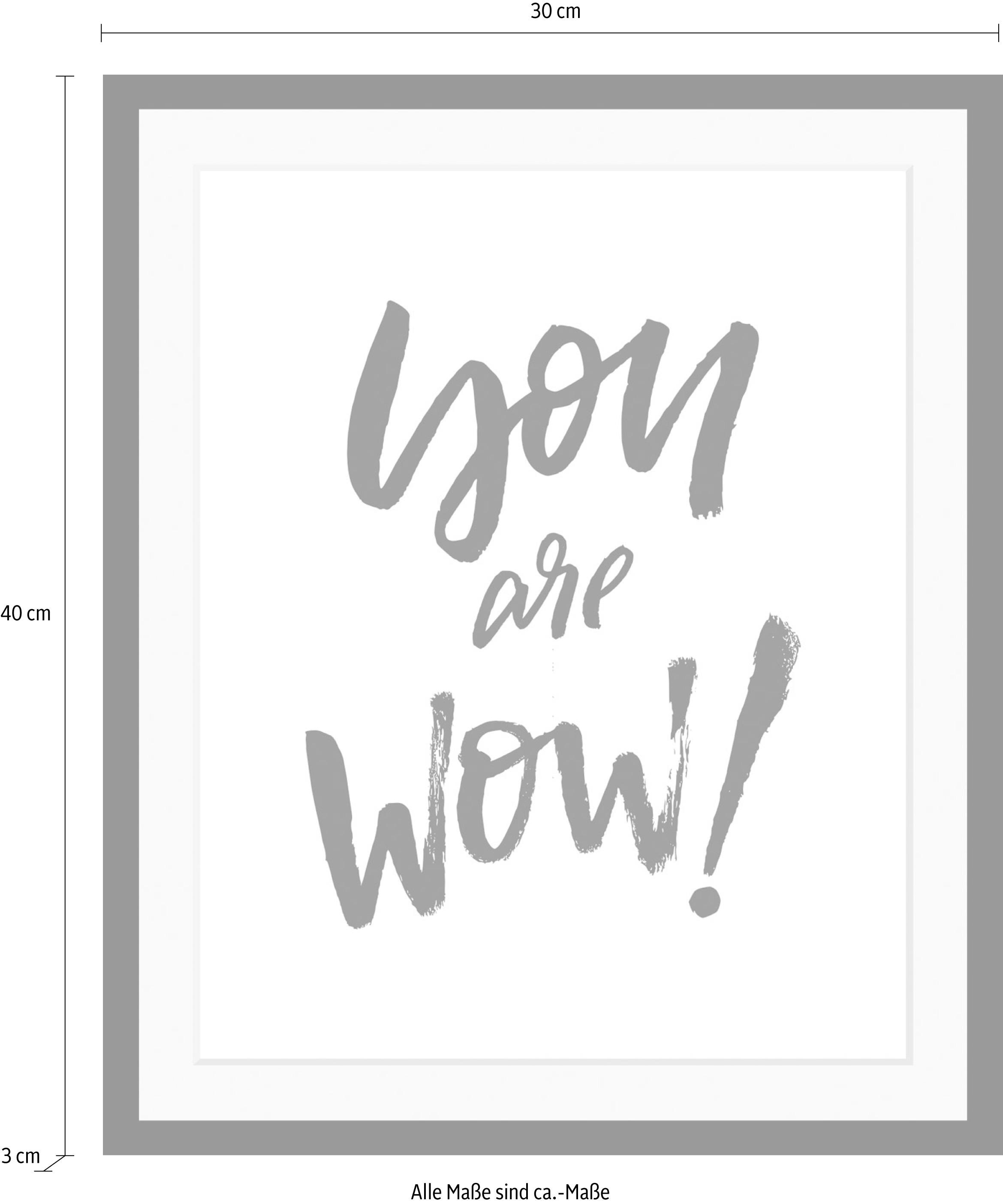 queence Bild »Spruch« Motivationsbilder | Schriftzug | Schwarz-Weiß HD Premium Poster-Druck inkl. Holzrahmen