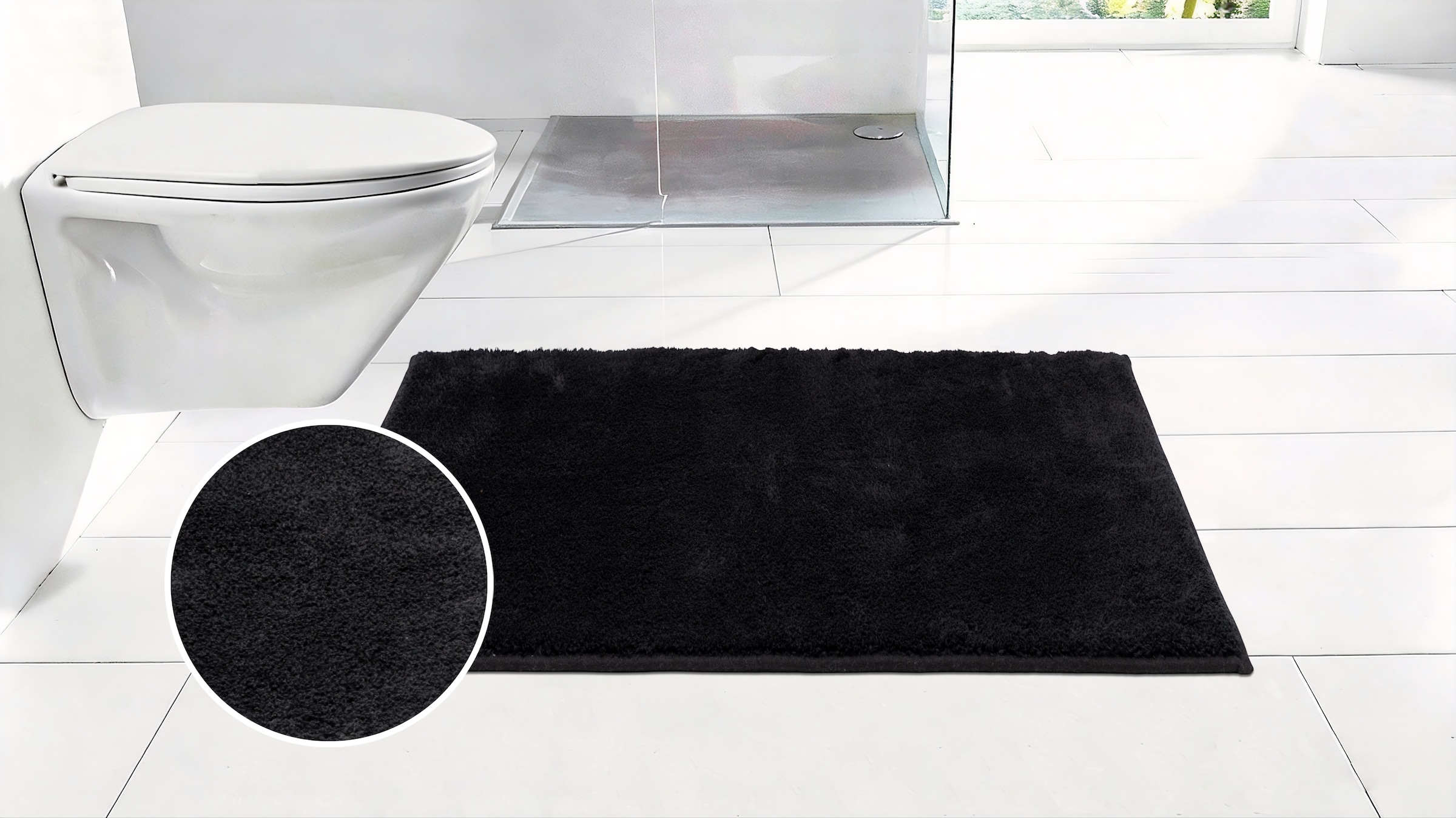 OTTO home Badematte »Cali, Badvorleger, Badezimmer Teppich, Duschvorleger« Höhe 10 mm rutschhemmend beschichtet fußbodenheizungsgeeignet | schnell trocknend weich, Uni Farben, auch als Teppich erhältlich