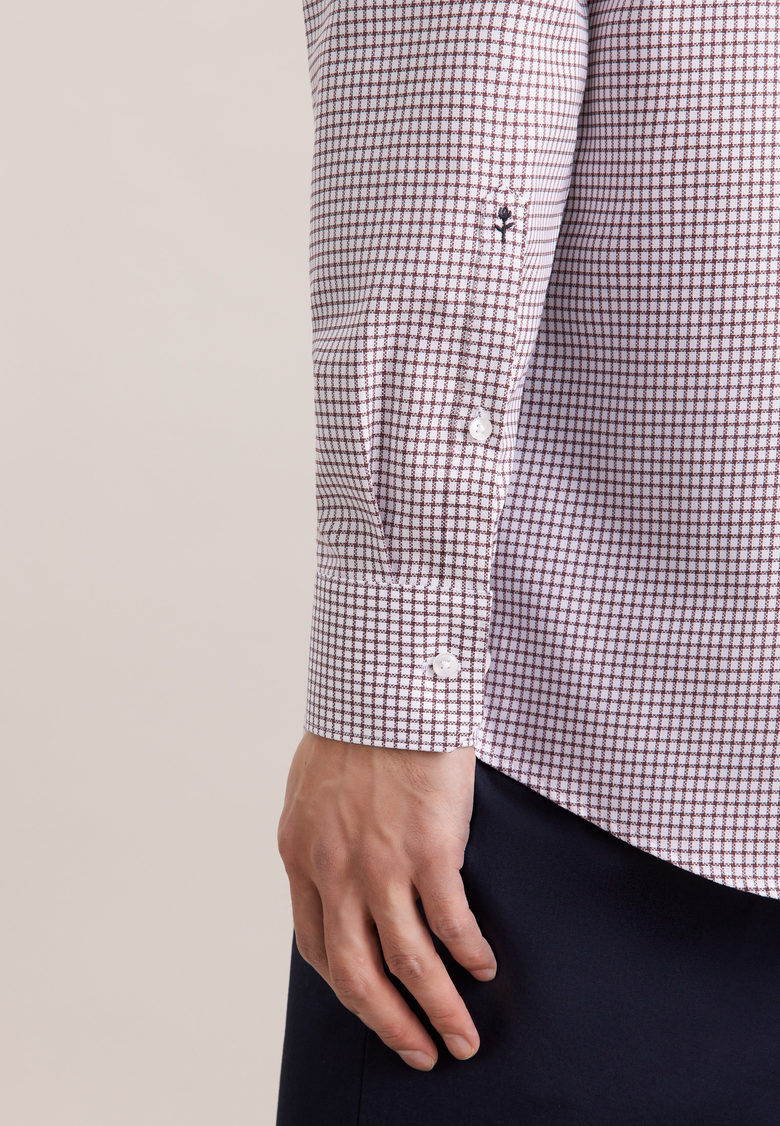seidensticker Businesshemd »Schwarze Rose« Regular 1/1 Covered-Button-Down-Kragen Karo