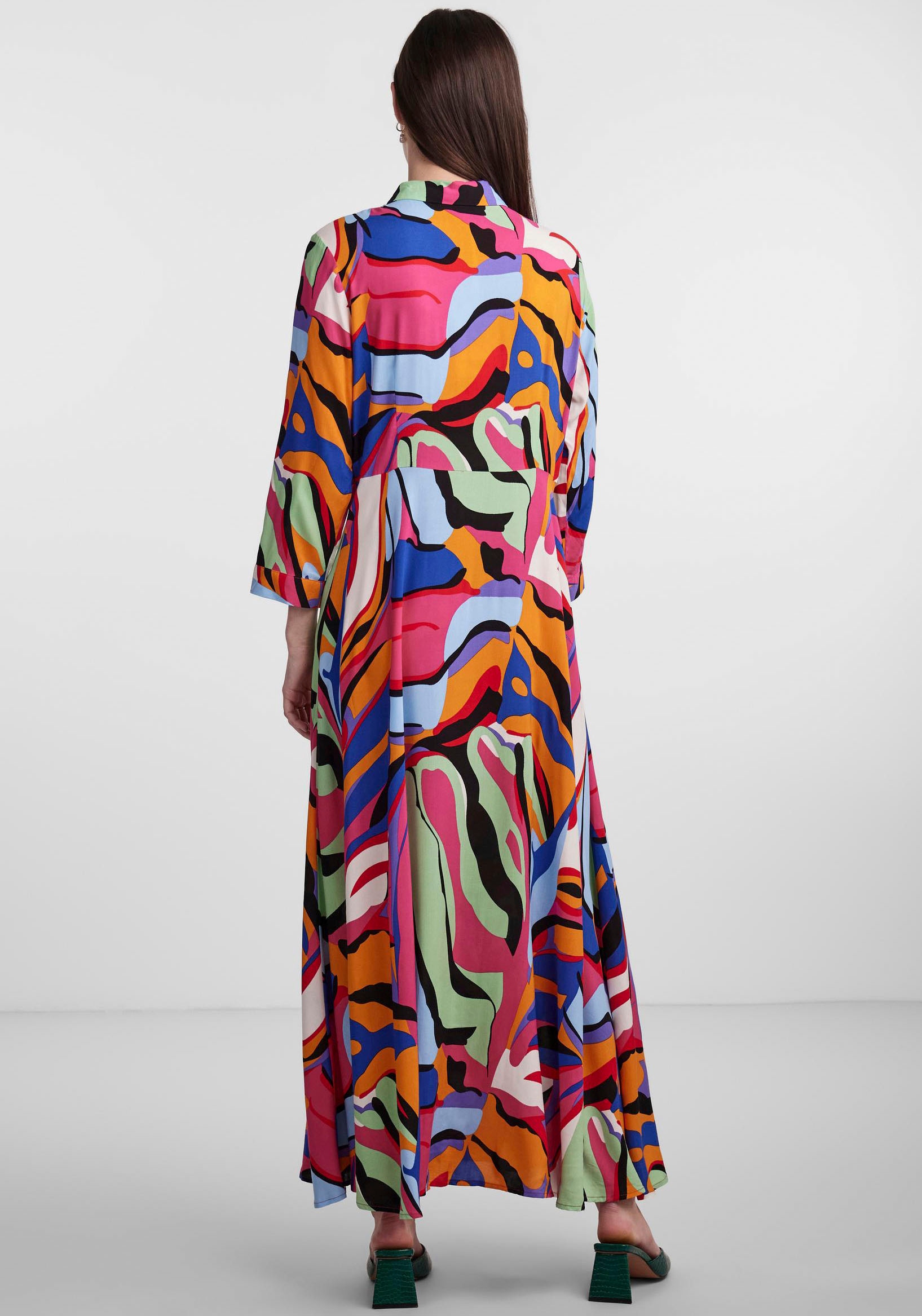 SHIRT DRESS«, mit LONG im Hemdblusenkleid Online Y.A.S 3/4 OTTO Shop »YASSAVANNA kaufen Ärmel