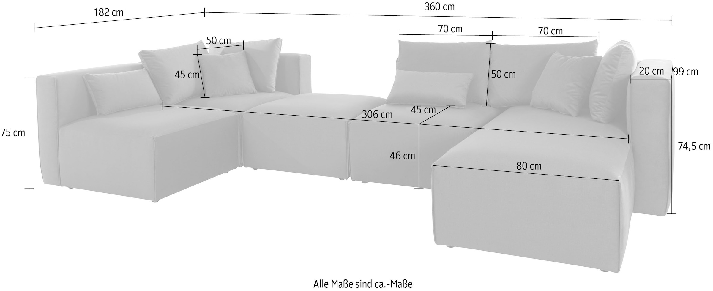 Home affaire Wohnlandschaft »Comfine U-Form« zusammengesetzt aus Modulen, in 3 Stoffen und vielen Farben