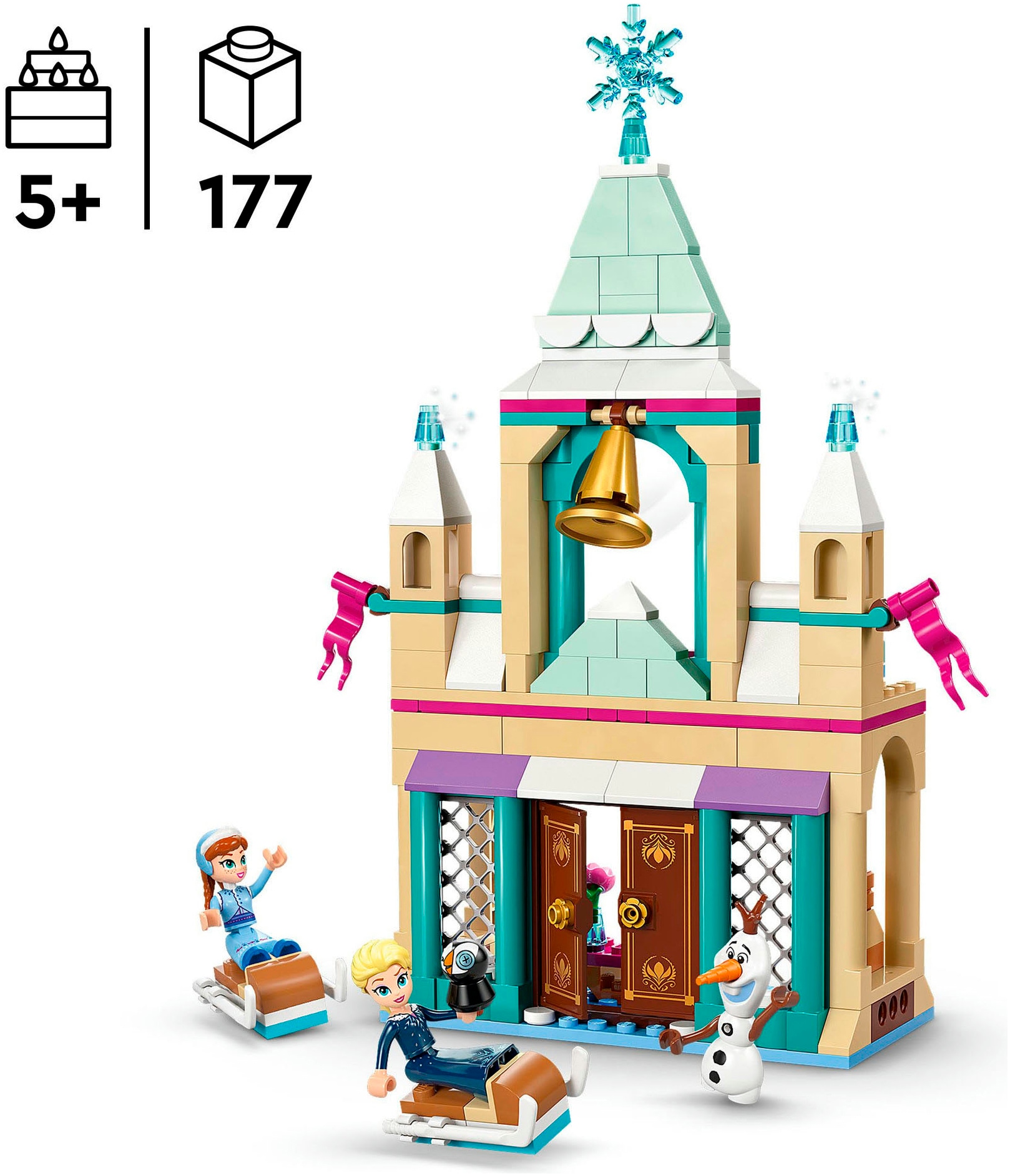LEGO® Konstruktionsspielsteine »Das Arendelle Schloss (43265), LEGO Disney Princess«, (177 St.), Made in Europe