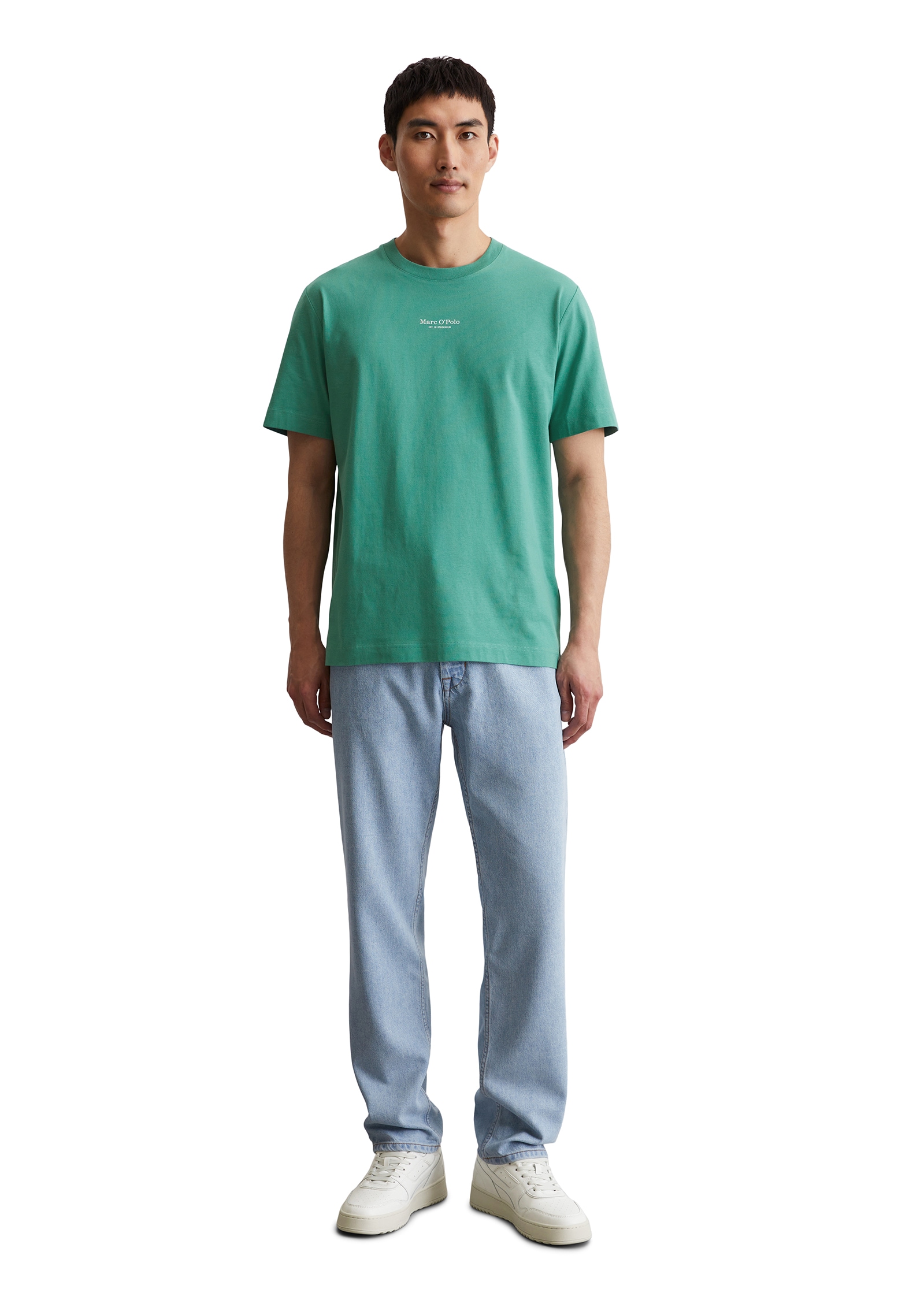Marc O'Polo T-Shirt, ein kleines, dezentes Logo in Kontrastfarbe ziert die Brust