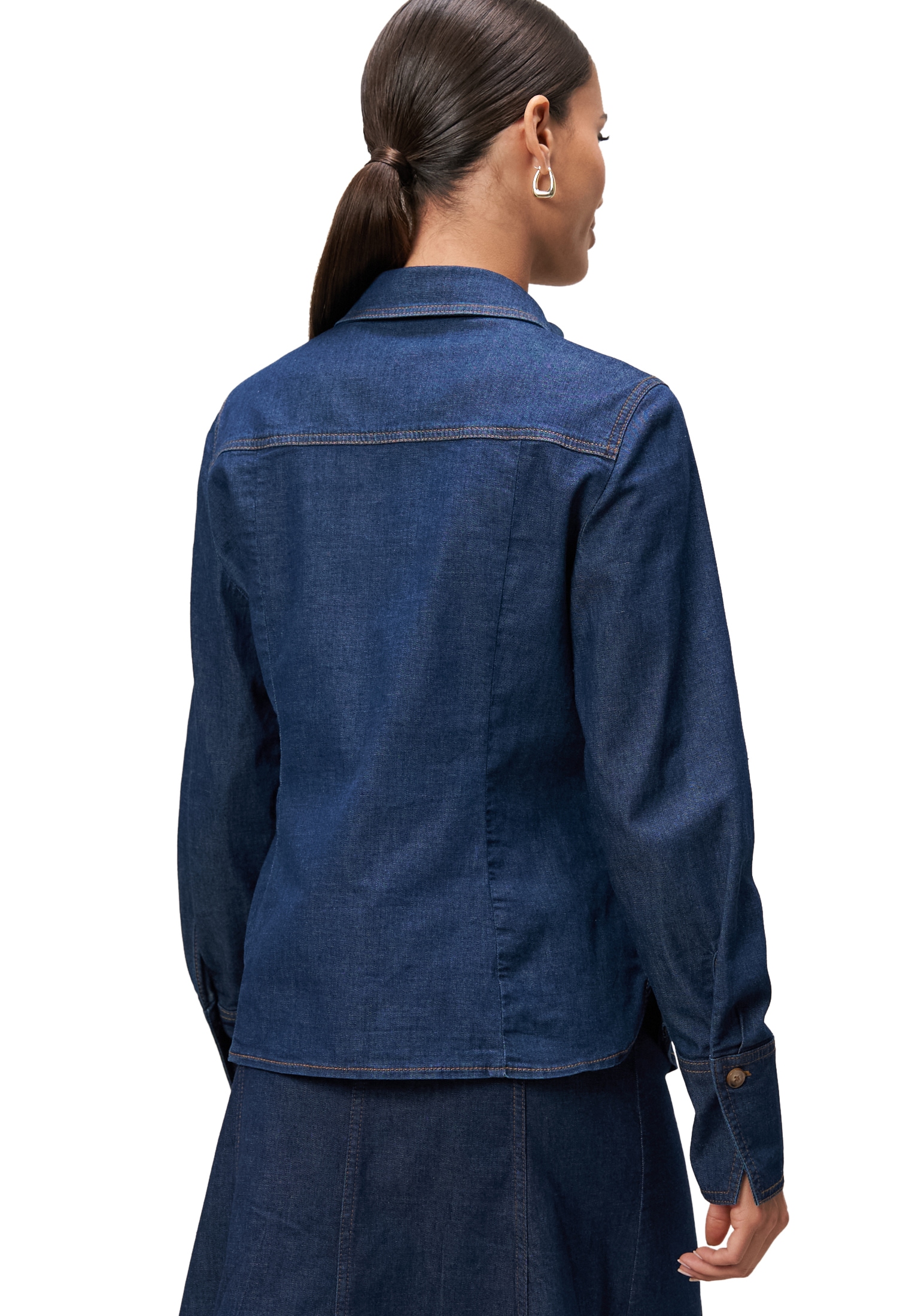 Zero Jeansbluse »Jeanshemd mit Knopfleiste«