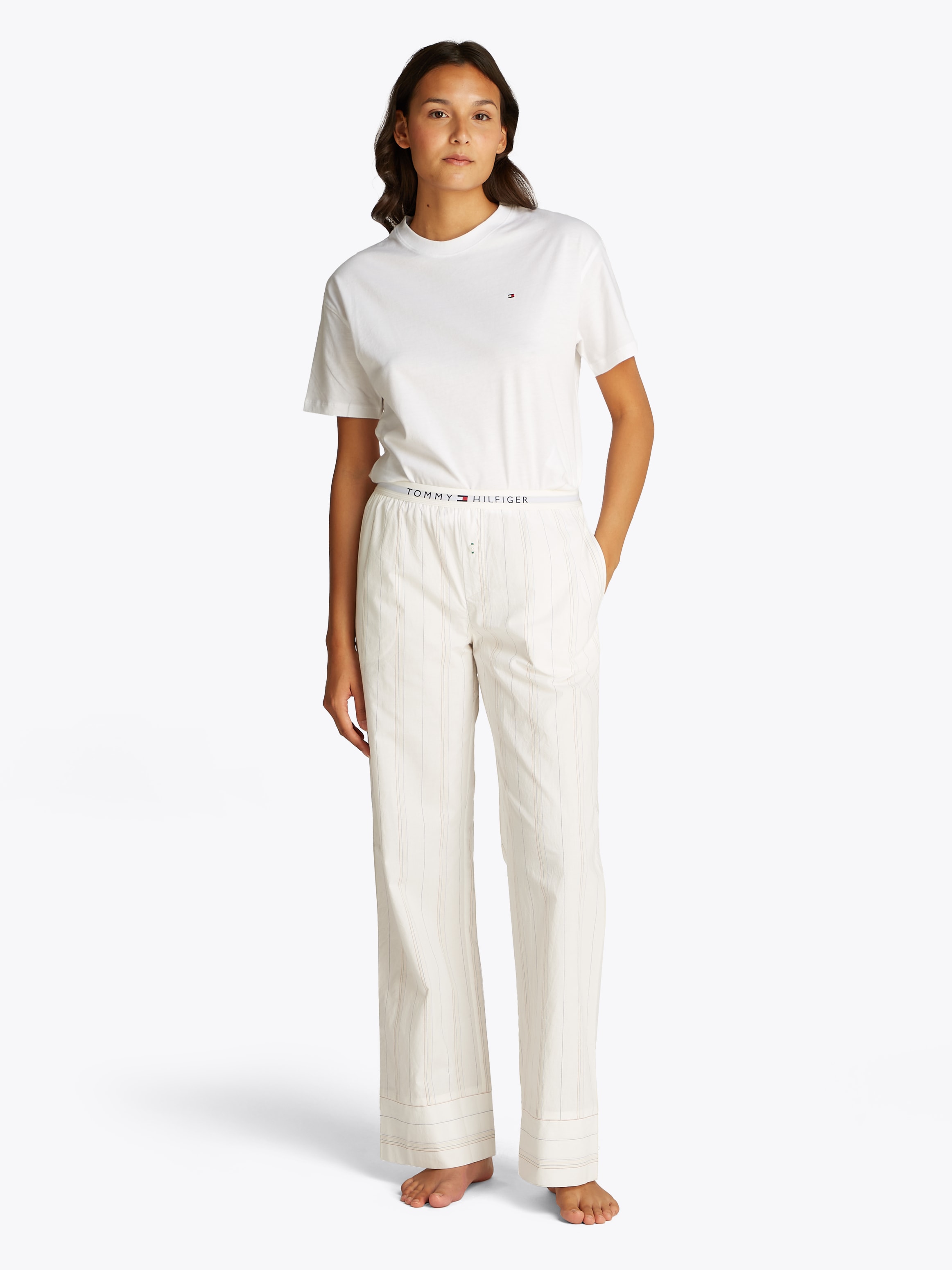 Tommy Hilfiger Underwear Loungehose »POPLIN PANTS«, mit Streifenmuster, Logobund