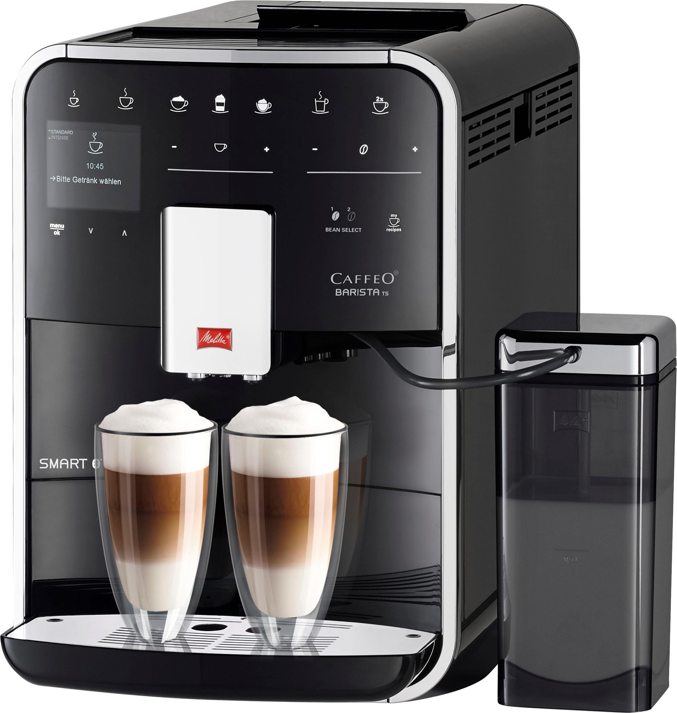 Melitta Kaffeevollautomat »Barista TS Smart® F850-102, schwarz«, 21 Kaffeerezepte & 8 Benutzerprofile, 2-Kammer Bohnenbehälter