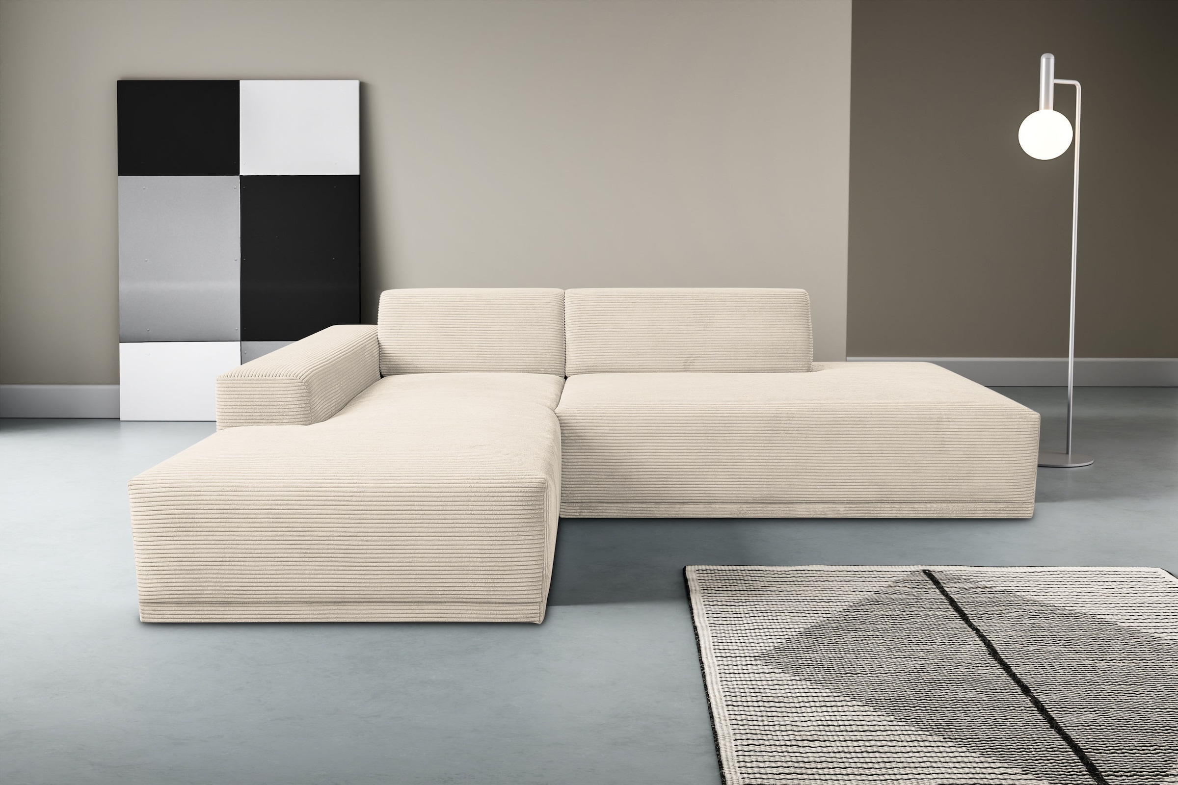 WERK2 Ecksofa »Apollo, 264 cm breit, Japandi Design, Cord, viel Platz« Cord, L-Form