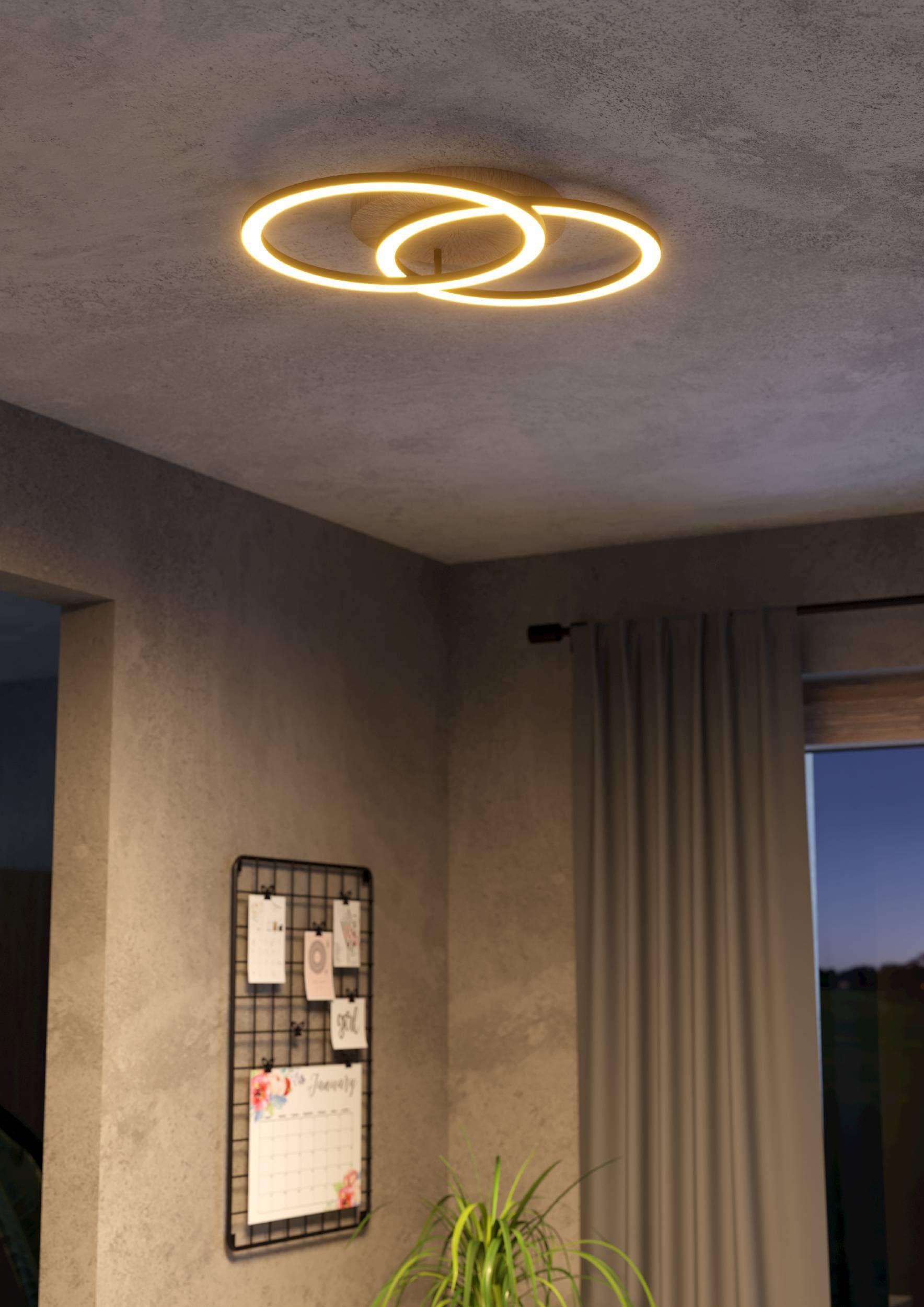 EGLO Deckenleuchte »Lomaltas-z Deckenlampe, ZigBee, App und Sprachsteuerung, Flurlampe« LED-Modul 1 Stk. Kaltweiß | Neutralweiß | Warmweiß Wand-/Deckenleuchte - L58 x B35 x H8,5cm - schwarz, braun - 4X8W inkl.