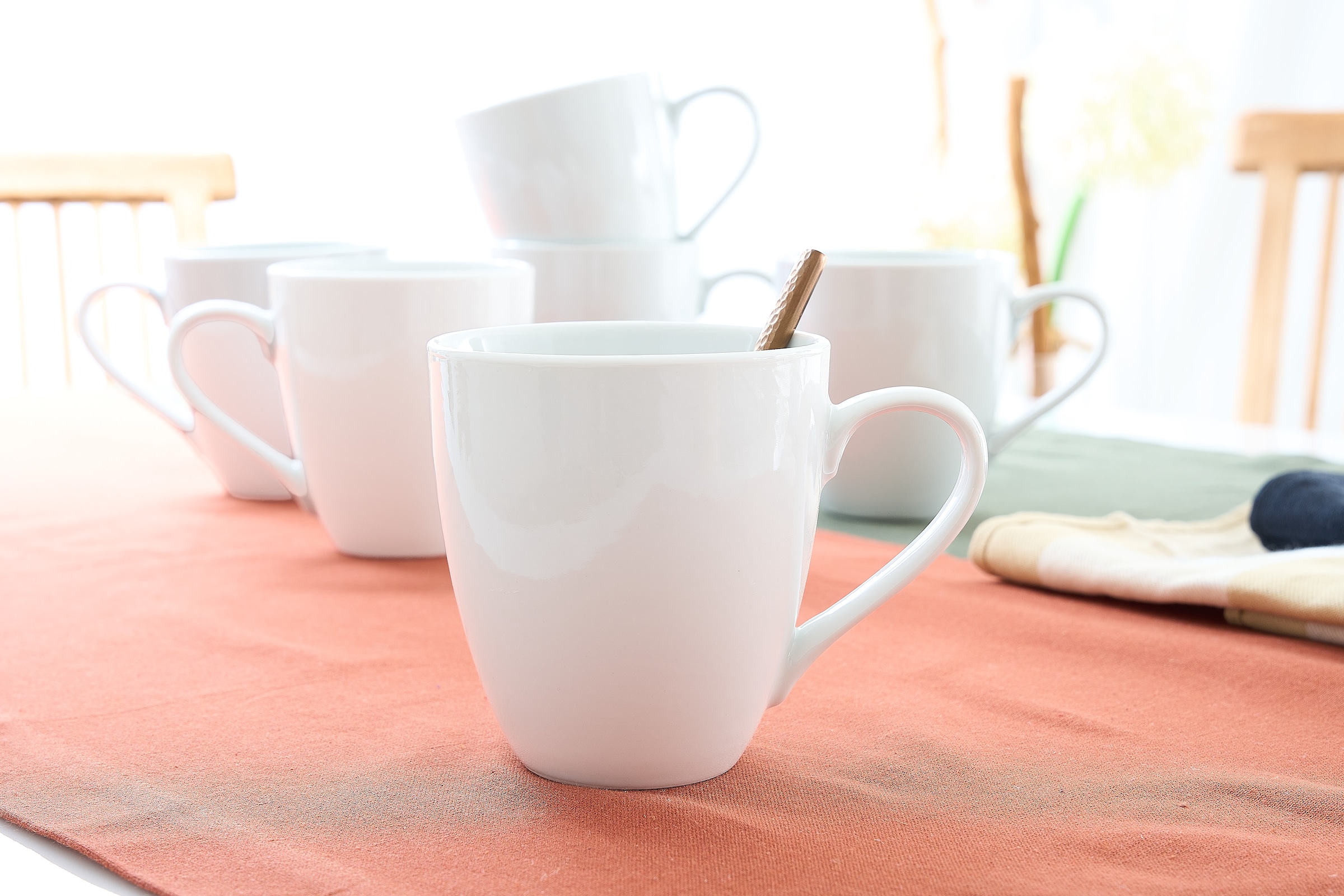 Retsch Arzberg Becher großer XXL Henkelbecher in gefällig bauchiger Form, 6-teilig, 500 ml