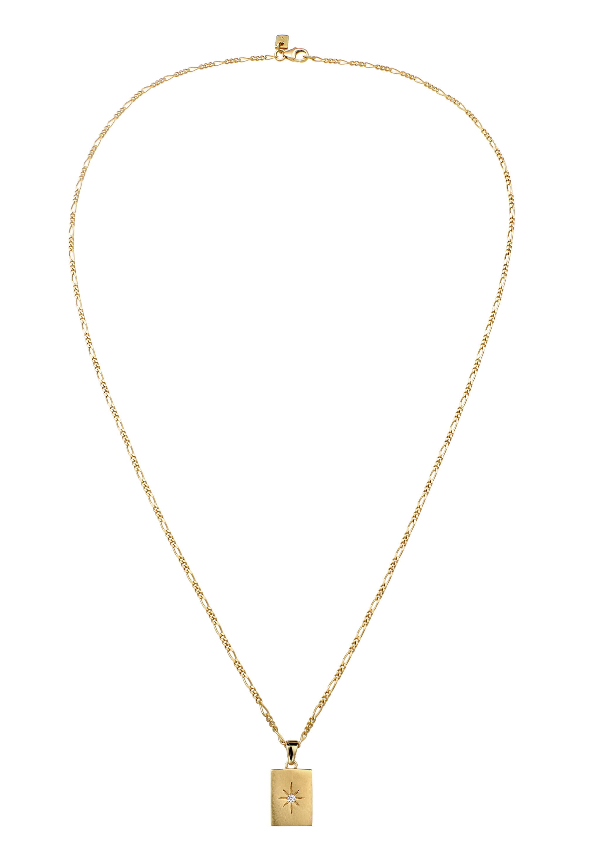 Kuzzoi Kette mit Anhänger »Halskette Topas Stern Rechteck 925 Sterling Silber vergoldet«