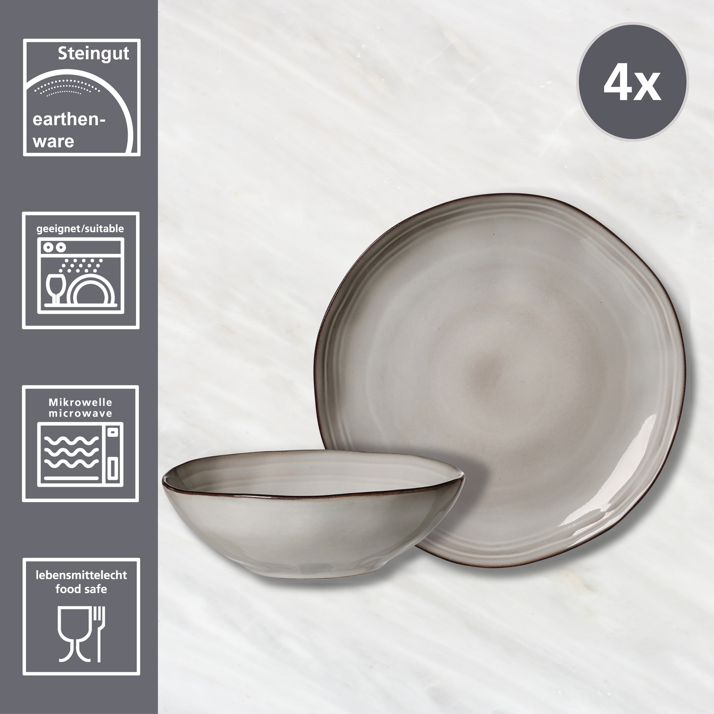Ritzenhoff & Breker Tafelservice »Kendra« aus Steingut für 4 Personen