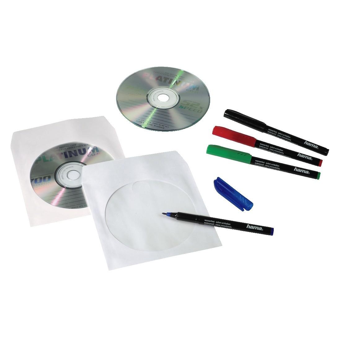 Hama CD-Hülle »CD-, DVD Papier Schutzhüllen, Weiß, 100er Pack, Leerhülle aus Papier«