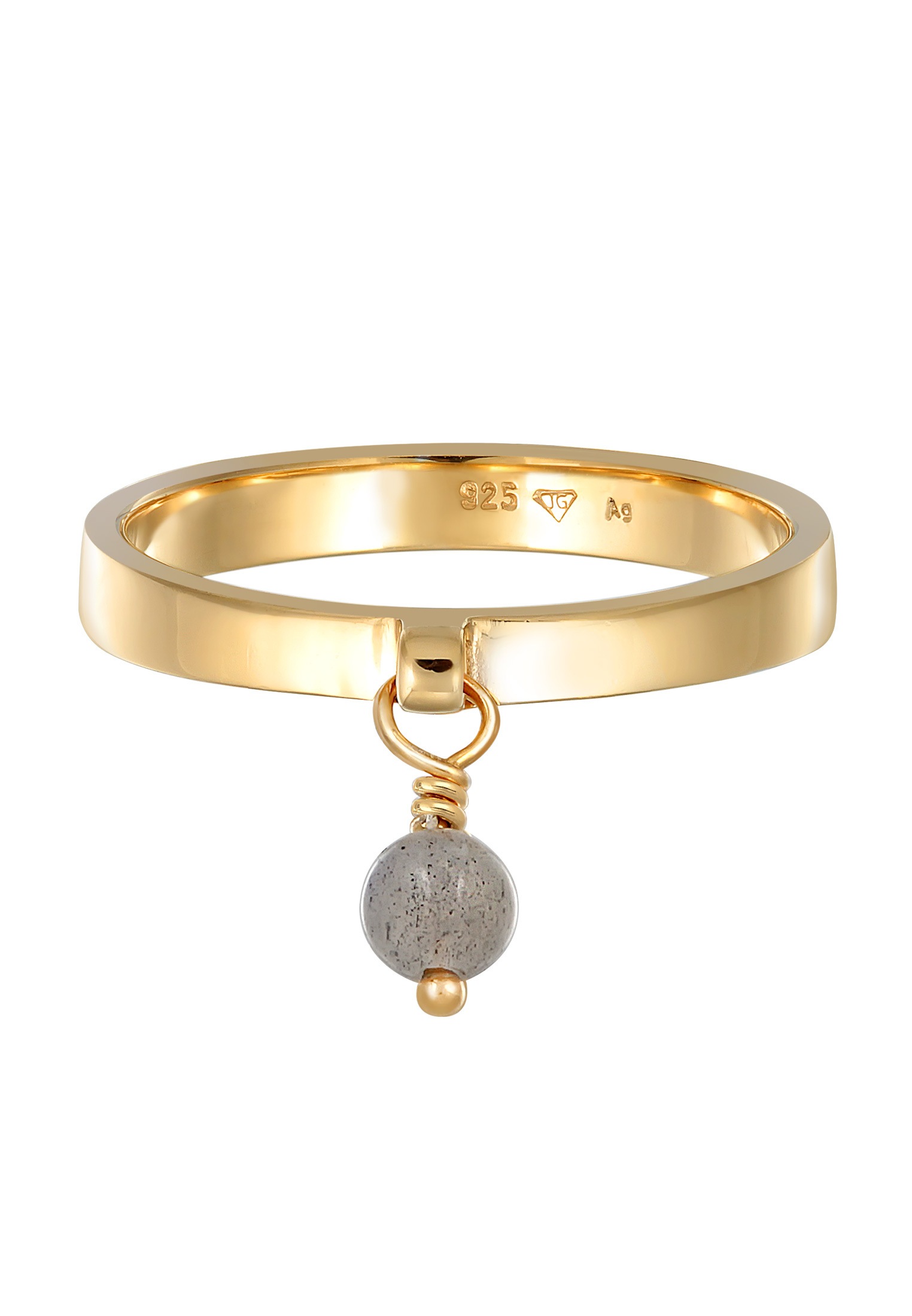 Elli Premium Silberring »Ring Bandring Stapelring Labradorit Perle 925 Silber vergoldet«