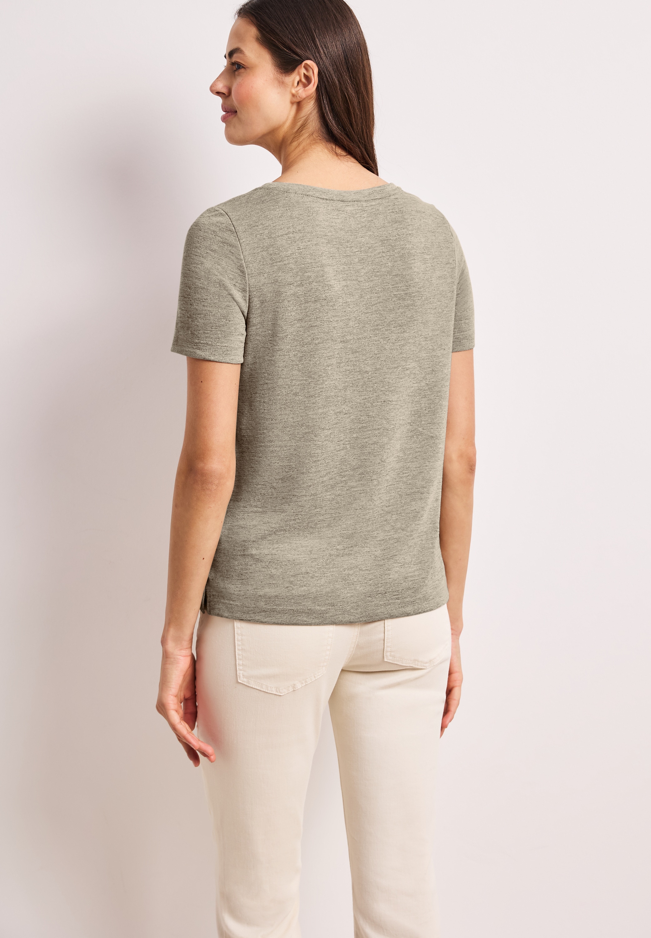 STREET ONE Kurzarmshirt Sommershirt mit Rundhals und Wording