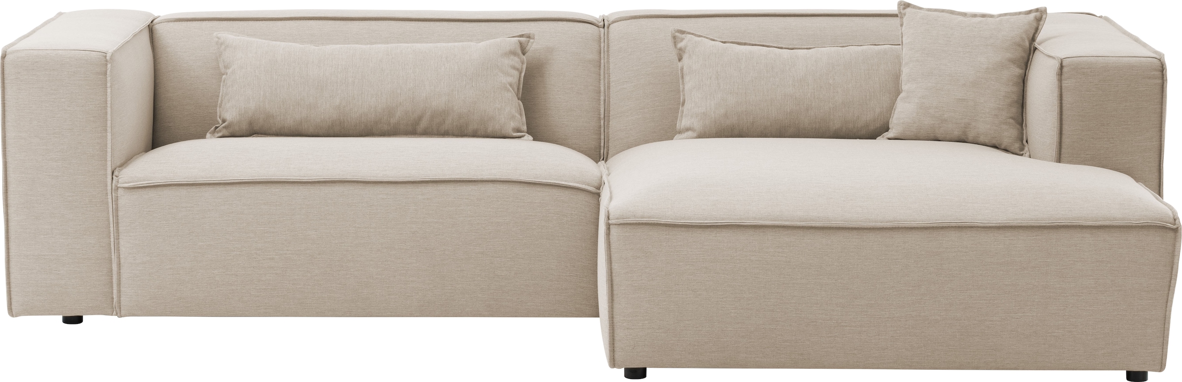 LeGer Home by Lena Gercke Ecksofa »PIARA mit Kedernaht, Cord, Leinenoptik o. Strukturstoff, Couch, L-Form« wahlweise Ottomane rechts/links, schwarze Füße, bequemer Sitzkomfort