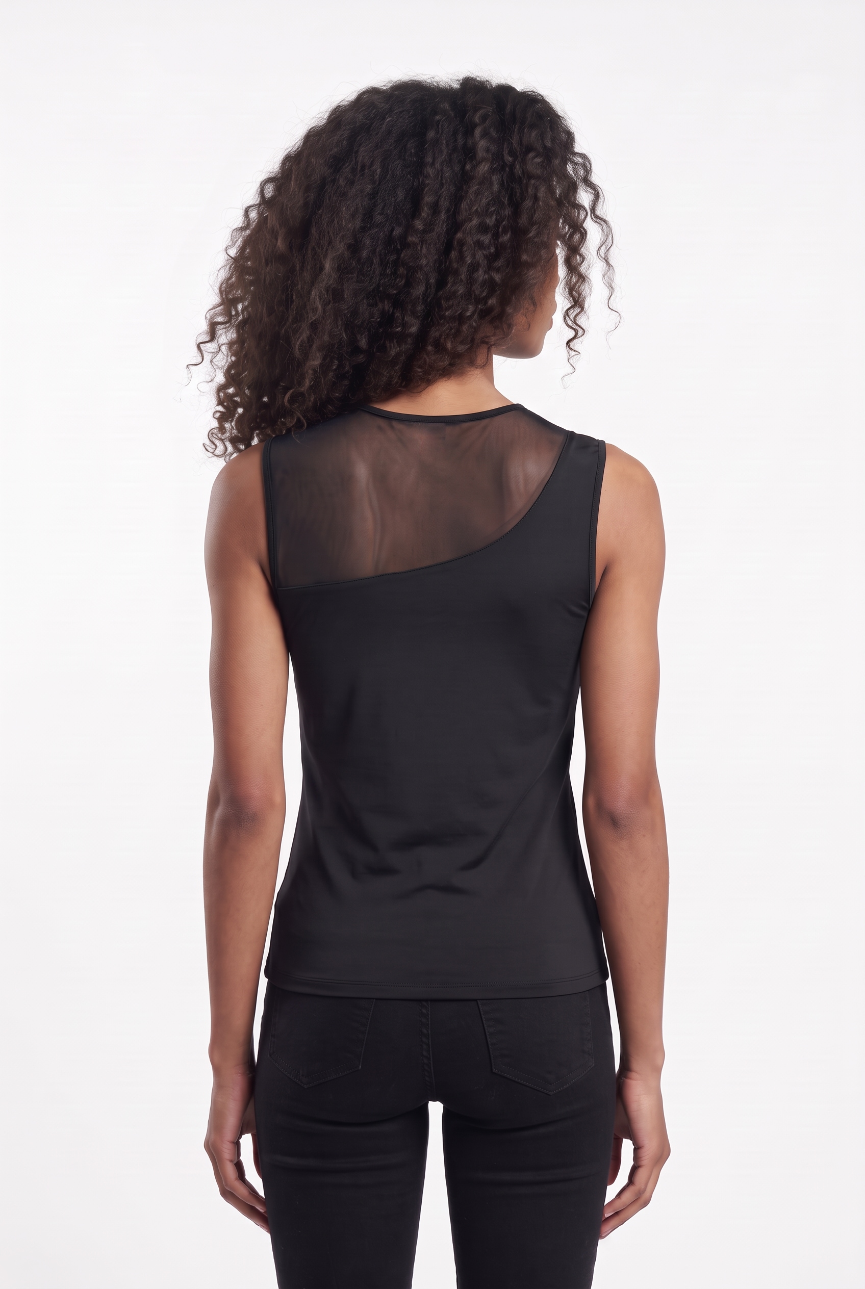 ONLY Rundhalsshirt »ONLTABY S/L ASYMMETRIC MESH TOP CS JRS« Materialmix, eng geschnitten