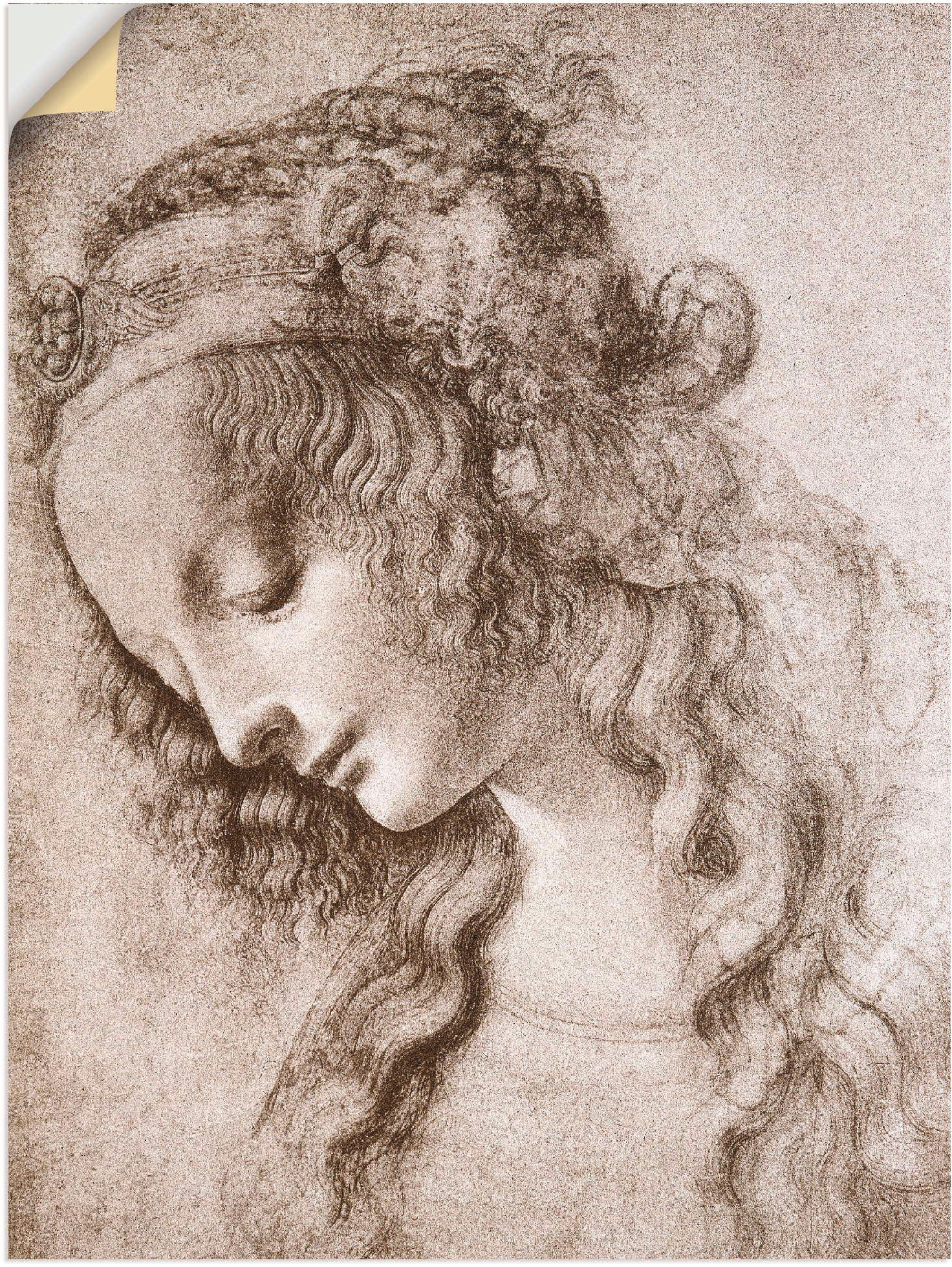 Artland Wandbild »Studie des Kopfes der Maria Magdalena.«, Frau, (1 St.), in vielen Größen & Produktarten -Leinwandbild, Poster, Wandaufkleber / Wandtattoo auch für Badezimmer geeignet