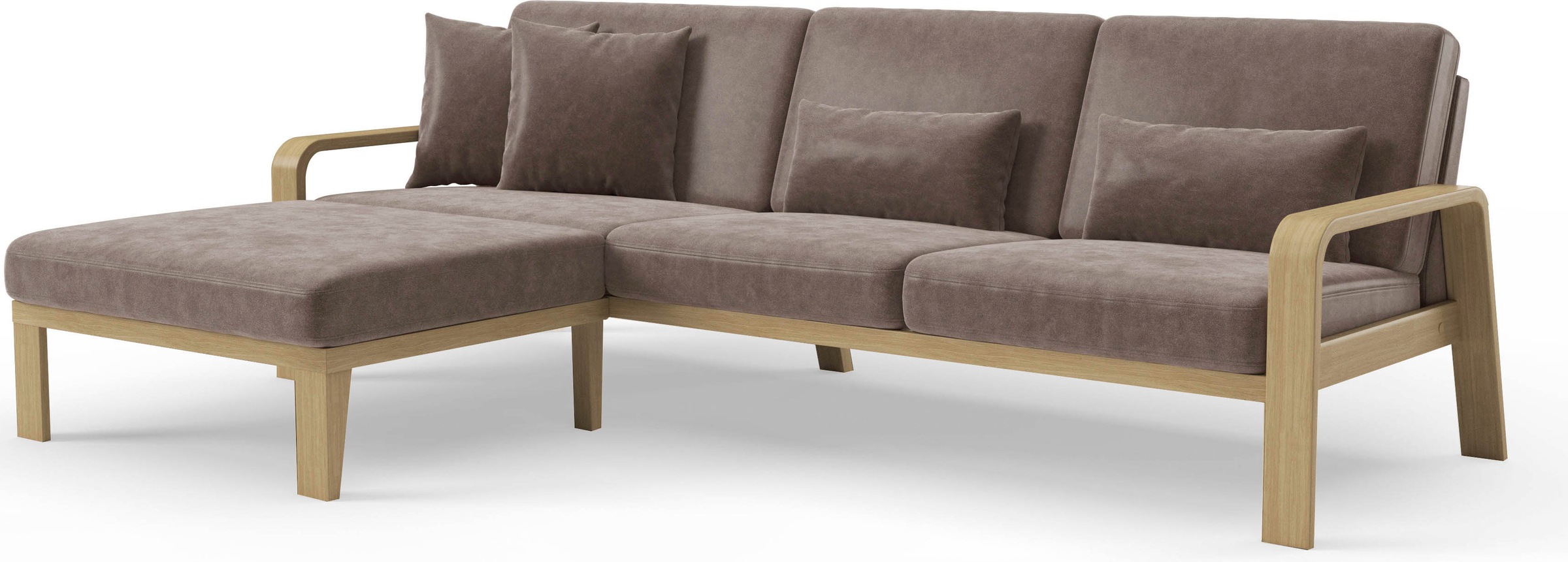 sit&more Ecksofa »Kolding L-Form«, Armlehnen aus Buchenholz in natur, verschiedene Bezüge und Farben