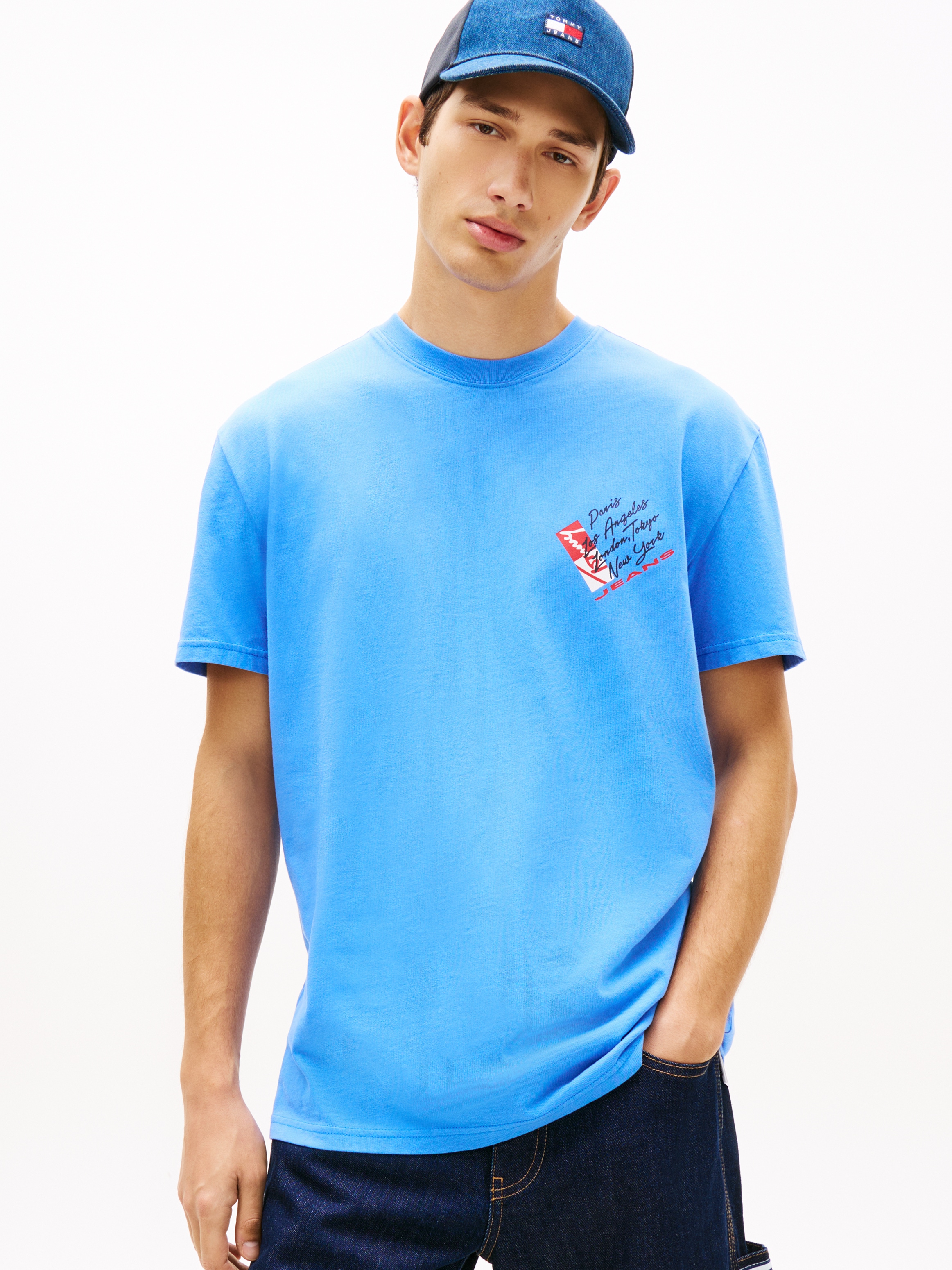 Tommy Jeans T-Shirt »TJM REGULAR FIT SIGN SHIFT« mit Label-Print, Baumwoll-Jersey