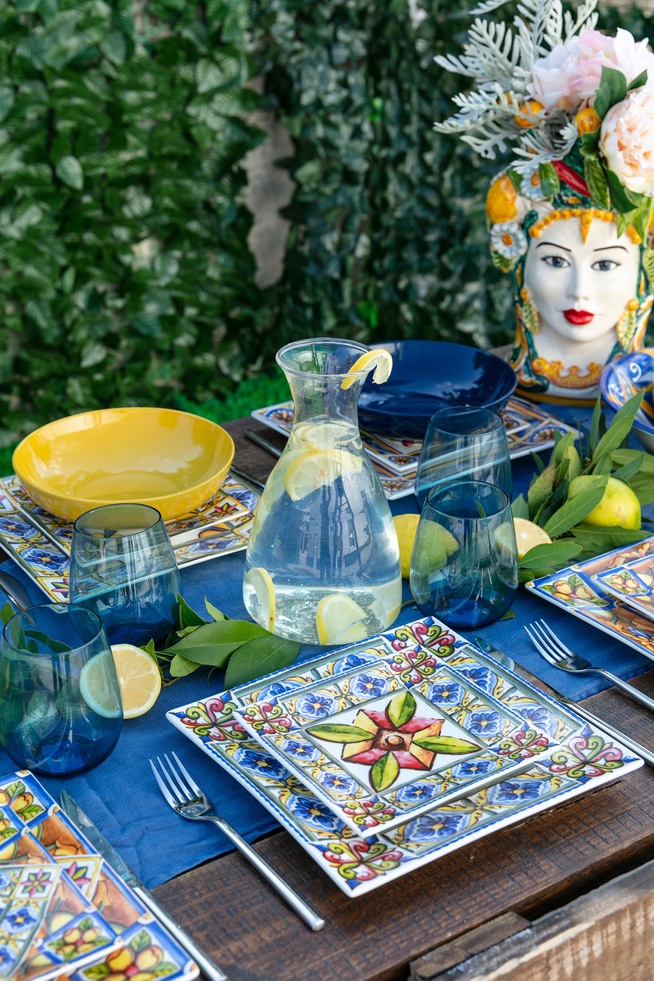 Villa d'Este Teller-Set »Geschirr-Set Costiera«, (Set, 18 tlg.), Service, Tafelservice, 18 Teile, für 6 Personen