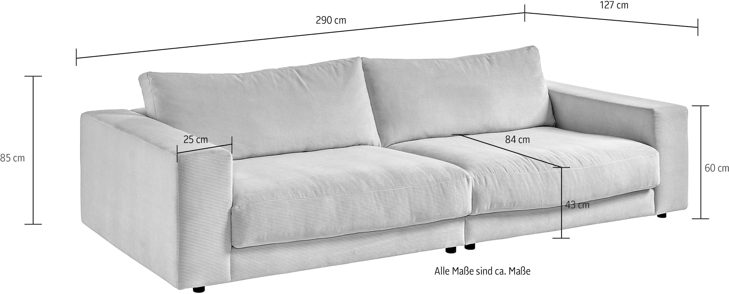 3C Candy Big-Sofa »Enisa«, Loungemöbel, Shop in Fein- im und kaufen Online und Zeitloses stylisches OTTO Breitcord