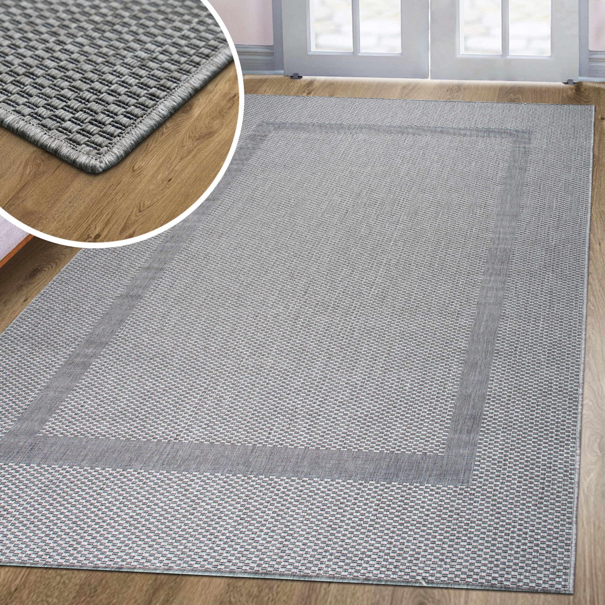 my home Teppich »Venedig Bordüre auch als Läufer erhältlich«, rechteckig, 3 mm Höhe, In- und Outdoor geeignet, Sisal-Optik, Wetterfest & UV-beständig